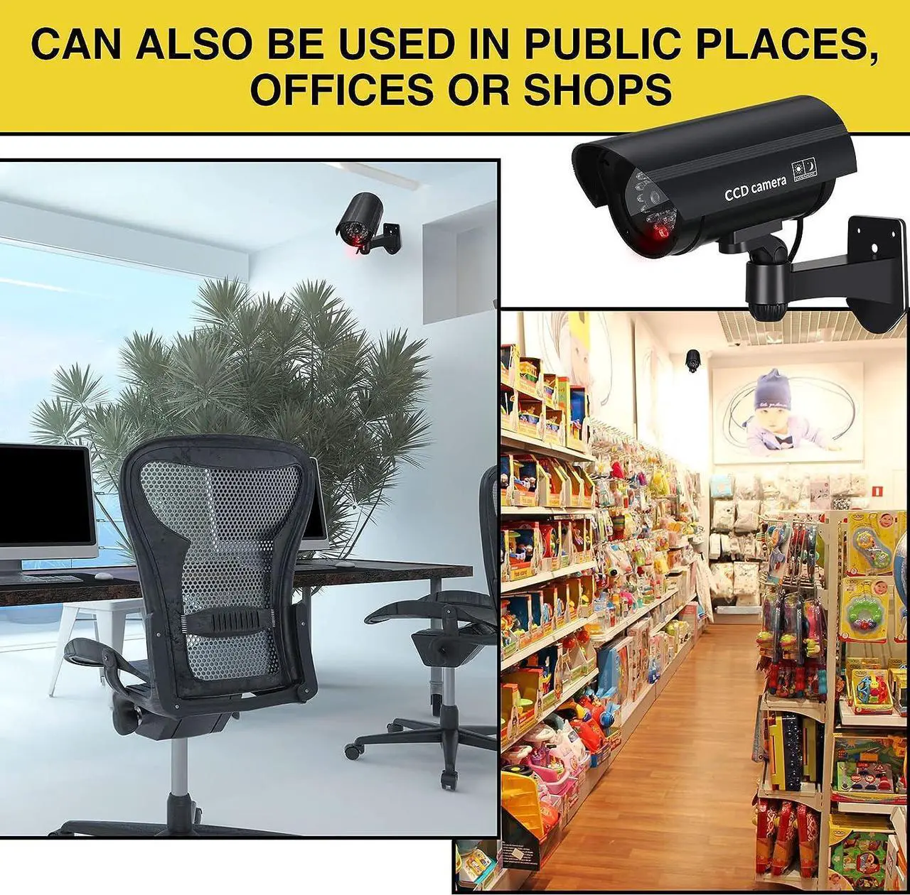 Alt view image 5 of 7 - Macarrie 8 Pcs Fake Camera Dummy Security Camera Realistic Dummy Camera Plastic Fake Video Camera CCTV Surveillance System with Motion LED Light for Home Outdoor Indoor, No Battery Included (Black)