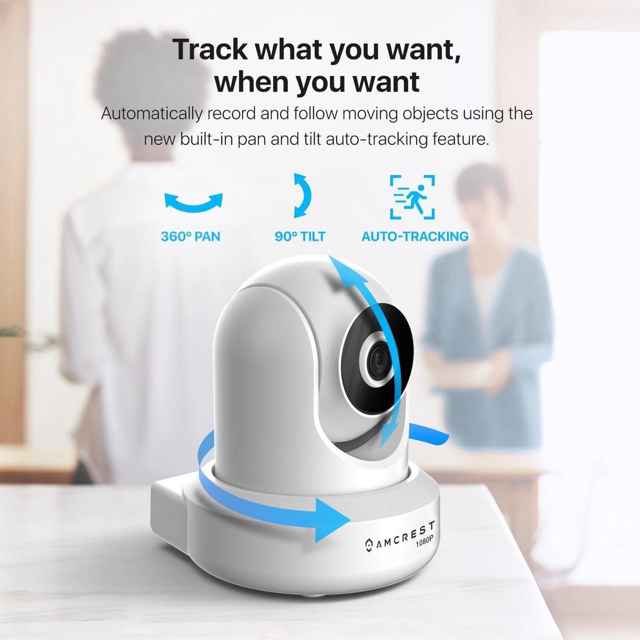 Alt view image 3 of 7 - Amcrest 1080P WiFi Security Camera 2MP Indoor Pan/Tilt Wireless IP Camera, IP2M-841W (White)
