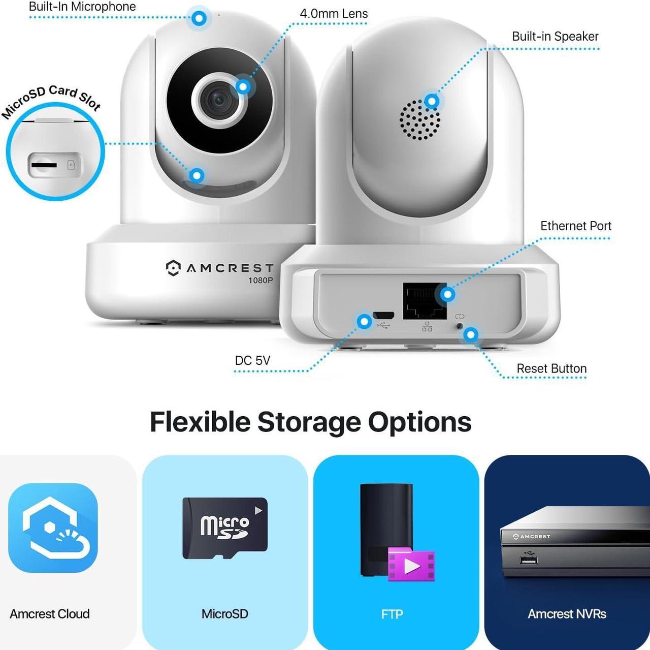 Alt view image 7 of 7 - Amcrest 1080P WiFi Security Camera 2MP Indoor Pan/Tilt Wireless IP Camera, IP2M-841W (White)
