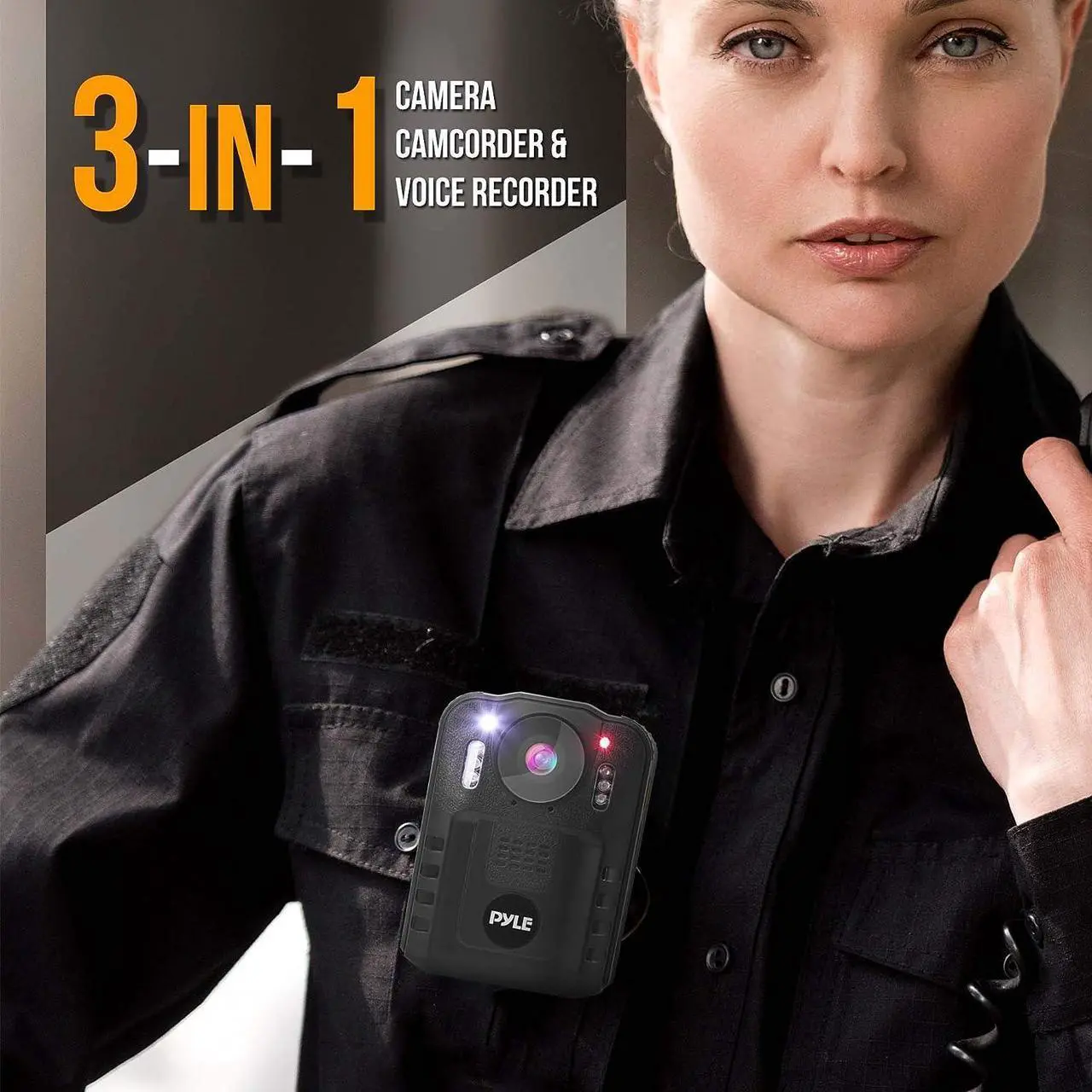 Alt view image 3 of 7 - Police Security Video Body Camera - HD 2304x1296p 36MP Rechargeable Wireless Waterproof Wearable Law Enforcement Surveillance Cam, Audio Video Recording, Night Vision, Motion Detector PPBCM92