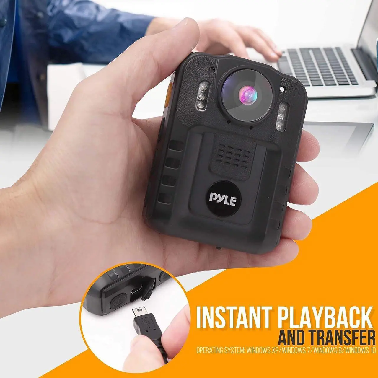 Alt view image 4 of 7 - Police Security Video Body Camera - HD 2304x1296p 36MP Rechargeable Wireless Waterproof Wearable Law Enforcement Surveillance Cam, Audio Video Recording, Night Vision, Motion Detector PPBCM92