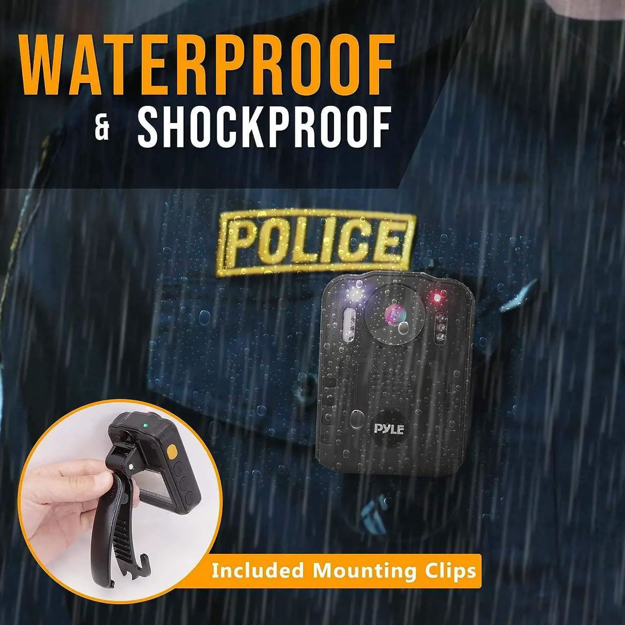 Alt view image 5 of 7 - Police Security Video Body Camera - HD 2304x1296p 36MP Rechargeable Wireless Waterproof Wearable Law Enforcement Surveillance Cam, Audio Video Recording, Night Vision, Motion Detector PPBCM92