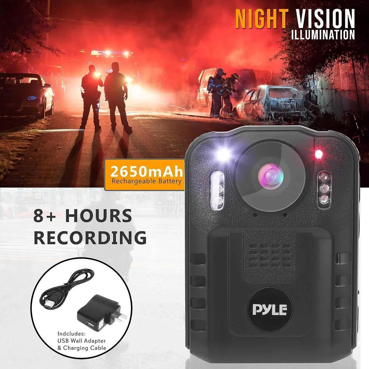 Alt view image 6 of 7 - Police Security Video Body Camera - HD 2304x1296p 36MP Rechargeable Wireless Waterproof Wearable Law Enforcement Surveillance Cam, Audio Video Recording, Night Vision, Motion Detector PPBCM92