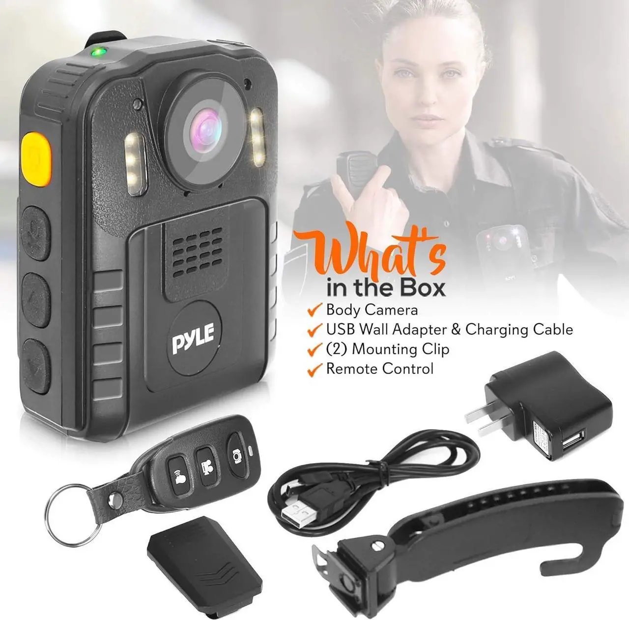 Alt view image 7 of 7 - Police Security Video Body Camera - HD 2304x1296p 36MP Rechargeable Wireless Waterproof Wearable Law Enforcement Surveillance Cam, Audio Video Recording, Night Vision, Motion Detector PPBCM92
