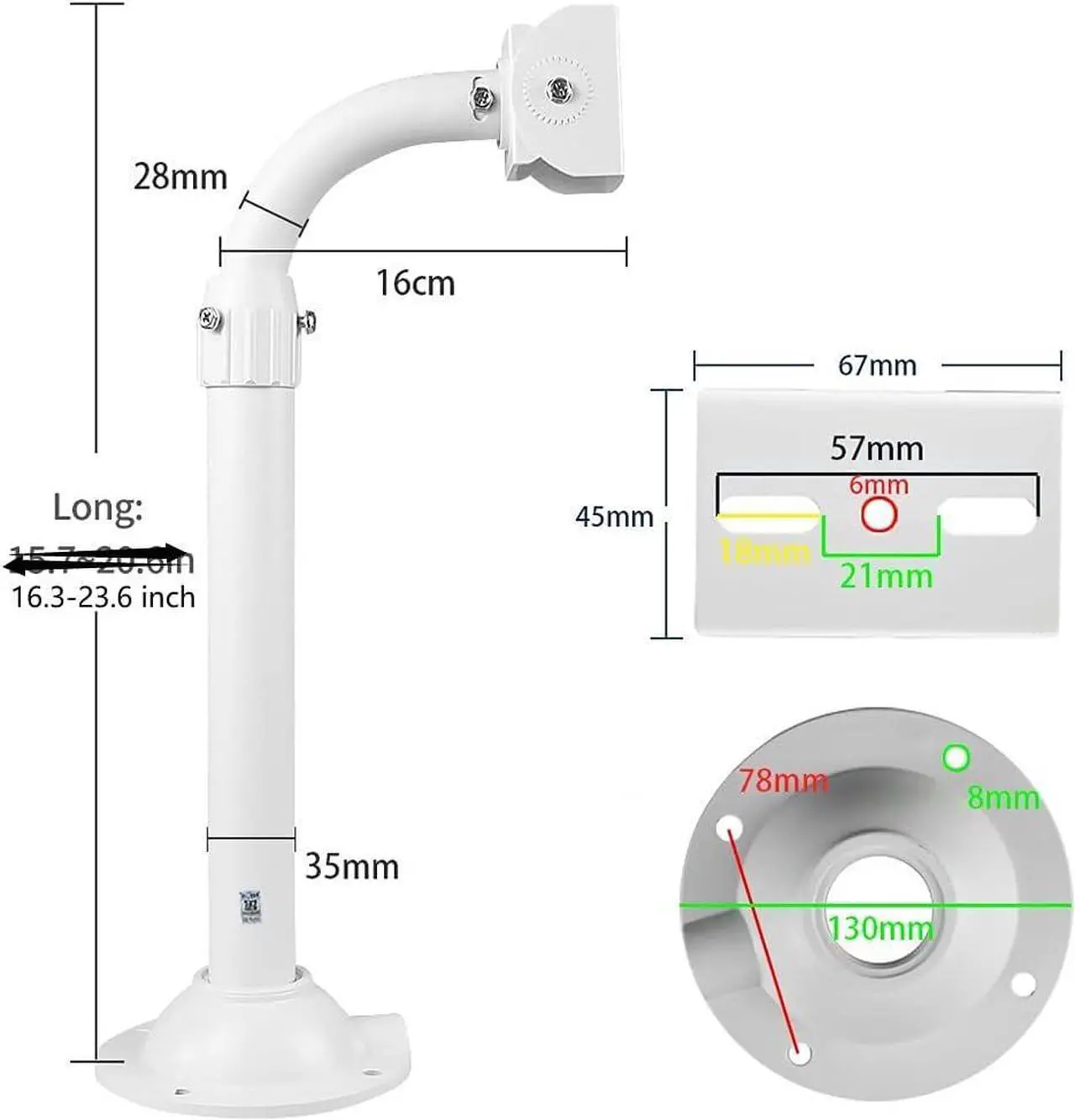 Alt view image 2 of 7 - CCTV Security Camera Mount Bracket, Telescopic Adjustable Universal Camera Wall Mounting Bracket for CCTV Security Camera