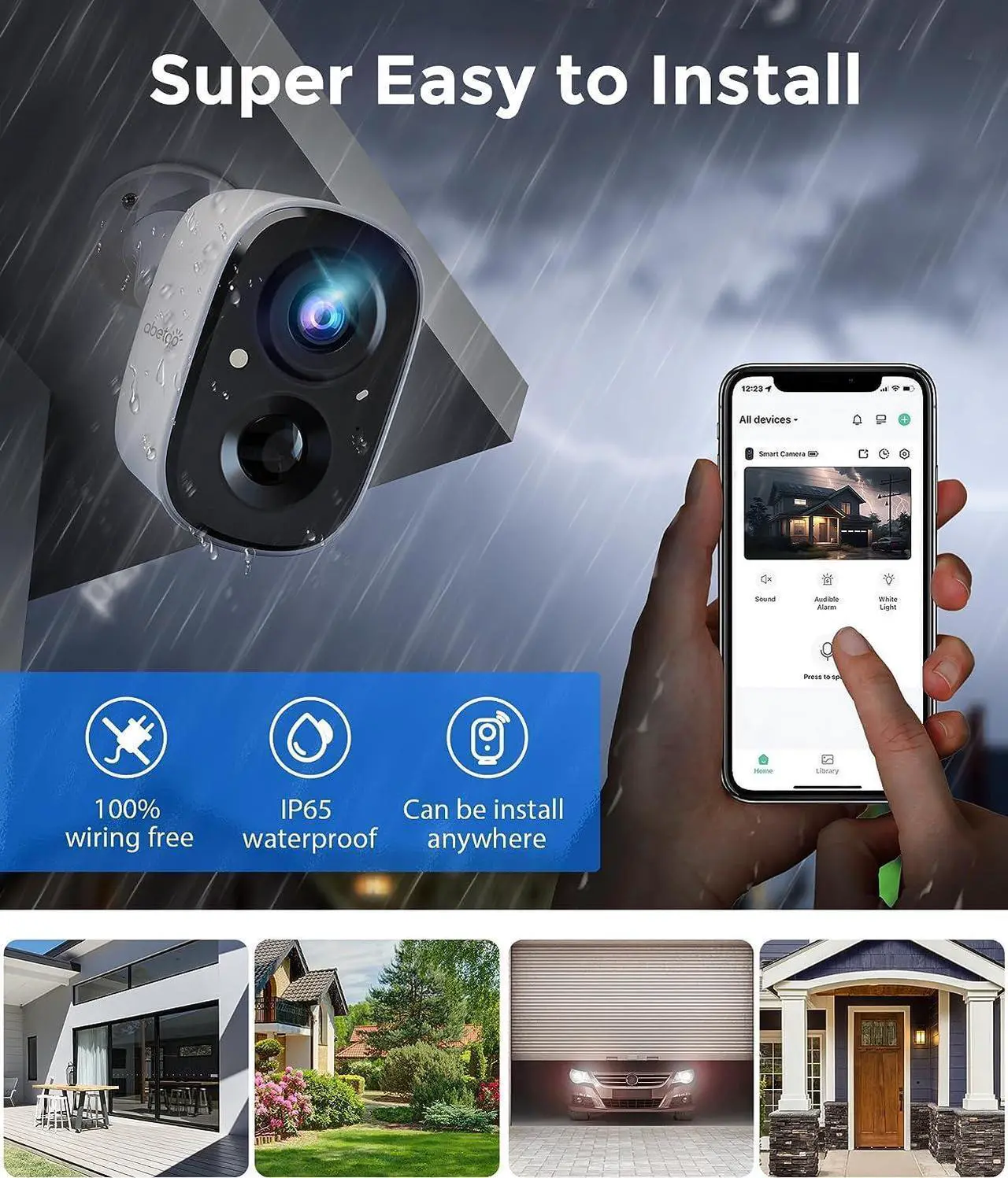 Alt view image 2 of 7 - Wireless Security Camera - Outdoor WiFi Security Cameras w/Color Night Vision, AI/PIR Detection, 2-Way Talk, Cloud/SD, Weatherproof, Battery Powered Outdoor Cameras for Home Security Outside