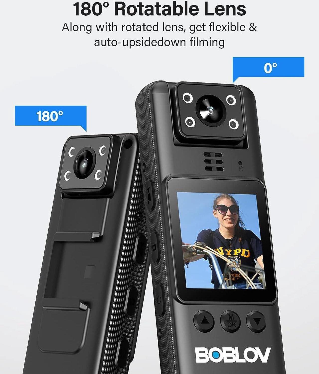 Alt view image 6 of 7 - BOBLOV W4 2K Mini Body Camera, Wearable 64GB Camera with 360°Rotatable Clip & Magnetic Clip and A23 64GB Body Worn Camera, 180° Rotatable Video Camera, 2200mAh Battery with 9Hours Shooting, Night Vis