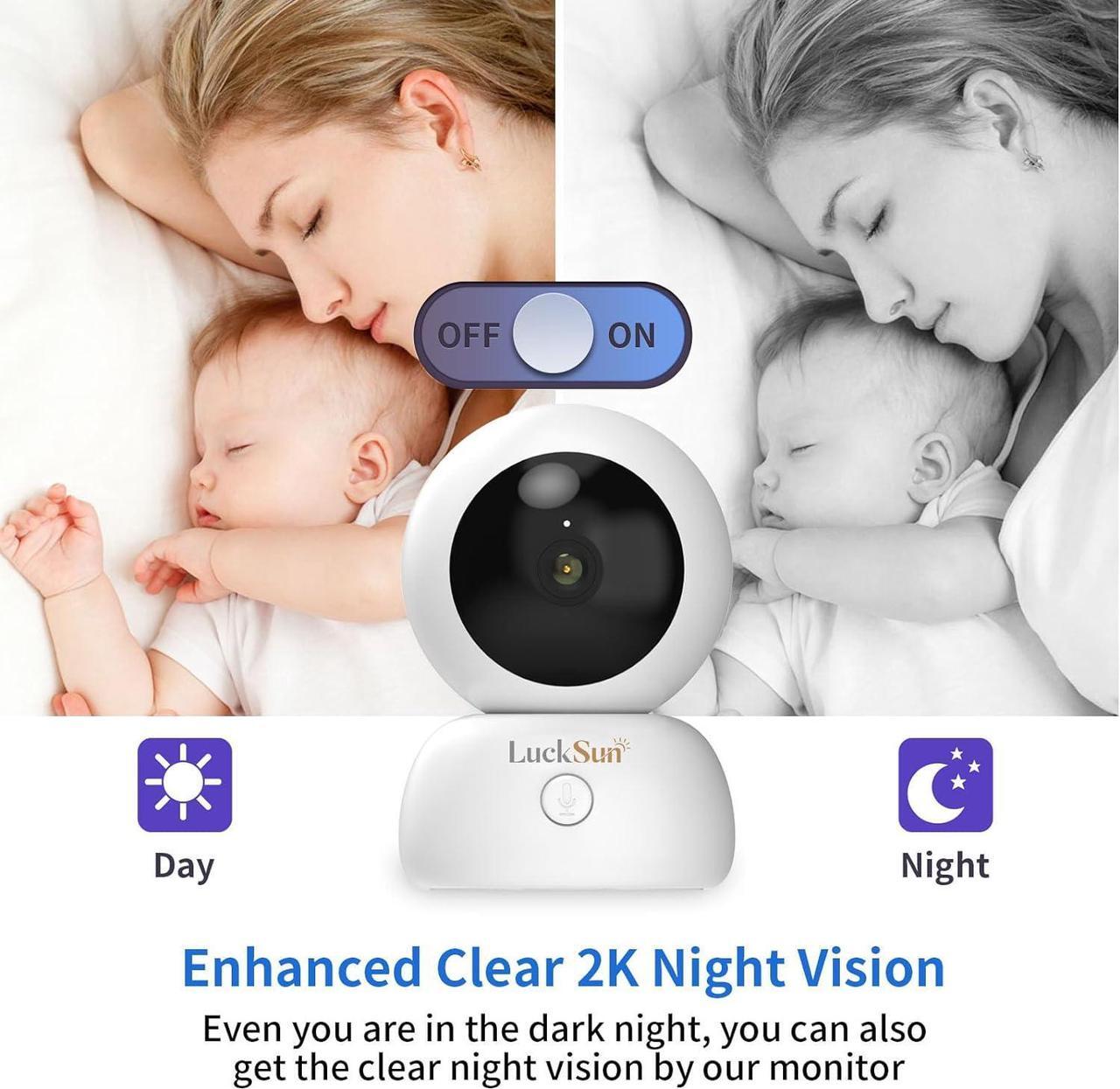Alt view image 5 of 7 - 2K 1296P Indoor Security WiFi Camera Wireless One Button 2-Way Talk PTZ Smart Tracking Pet Baby Camera 360 View with Human & Sound Detection, Night Vision, SD Card Slot.