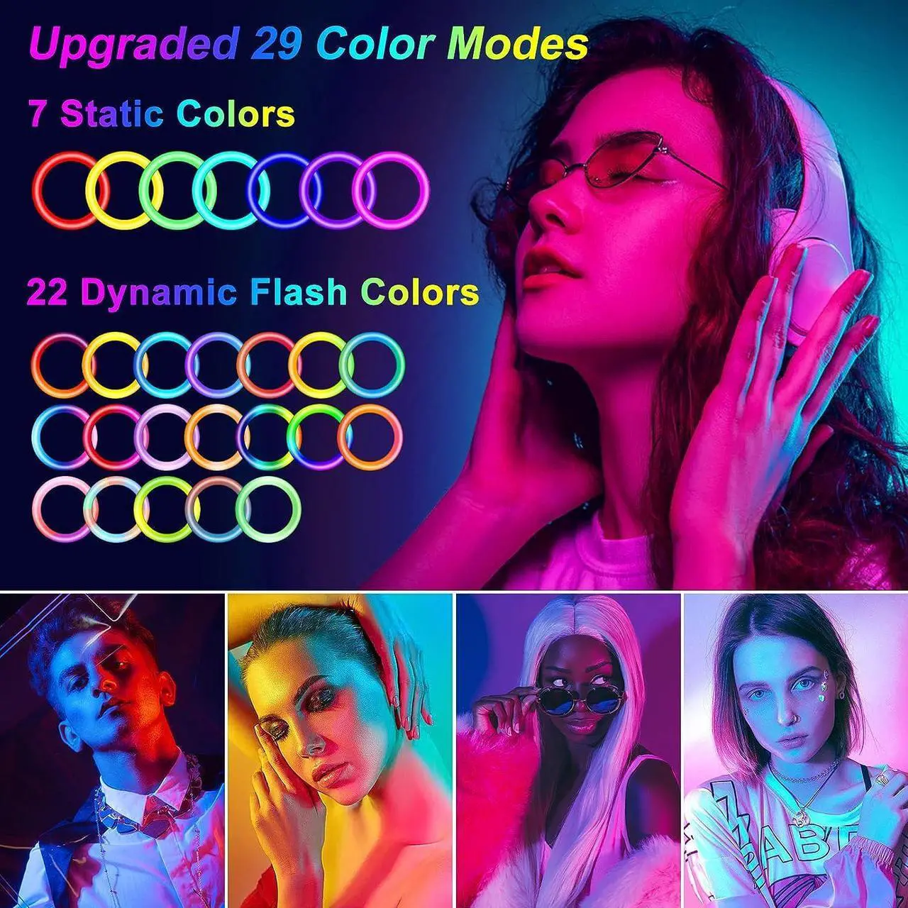 Alt view image 3 of 7 - 12.3" Ring Light with Stand 75 Tall and 2 Phone Holder, Ring Light Tripod for iPhone with 3 CCT Mode & 29 Color Modes, Remote Shutter, Desk Tripod, Great for Live Stream/Makeup/YouTube/TikTok