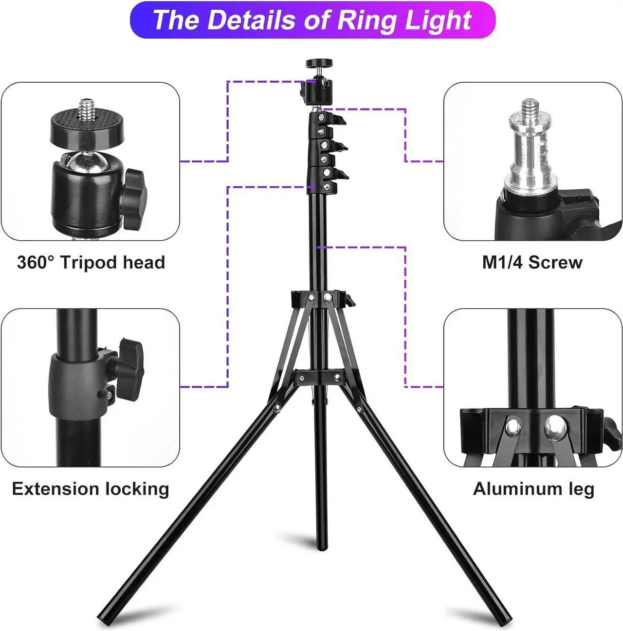 Alt view image 7 of 7 - 12.3" Ring Light with Stand 75 Tall and 2 Phone Holder, Ring Light Tripod for iPhone with 3 CCT Mode & 29 Color Modes, Remote Shutter, Desk Tripod, Great for Live Stream/Makeup/YouTube/TikTok