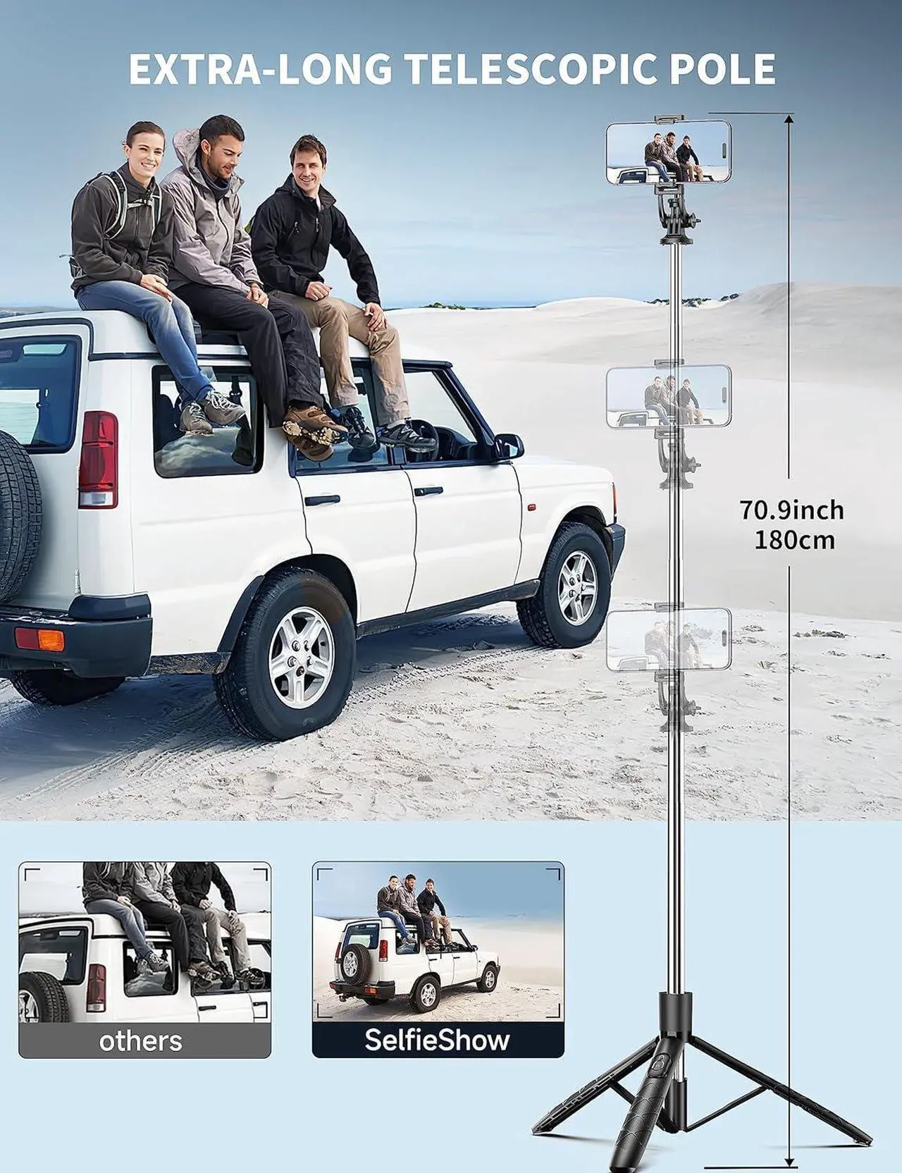 Alt view image 2 of 7 - 71 Phone Tripod & Selfie Stick All in One Extendable Cell Phone Tripod with Wireless Remote Tripod Stand for iPhone & Travel Tripod 360° Rotation Compatible with iPhone Android Phone Camera