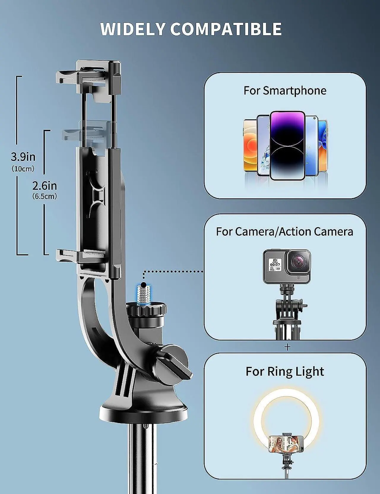 Alt view image 4 of 7 - 71 Phone Tripod & Selfie Stick All in One Extendable Cell Phone Tripod with Wireless Remote Tripod Stand for iPhone & Travel Tripod 360° Rotation Compatible with iPhone Android Phone Camera