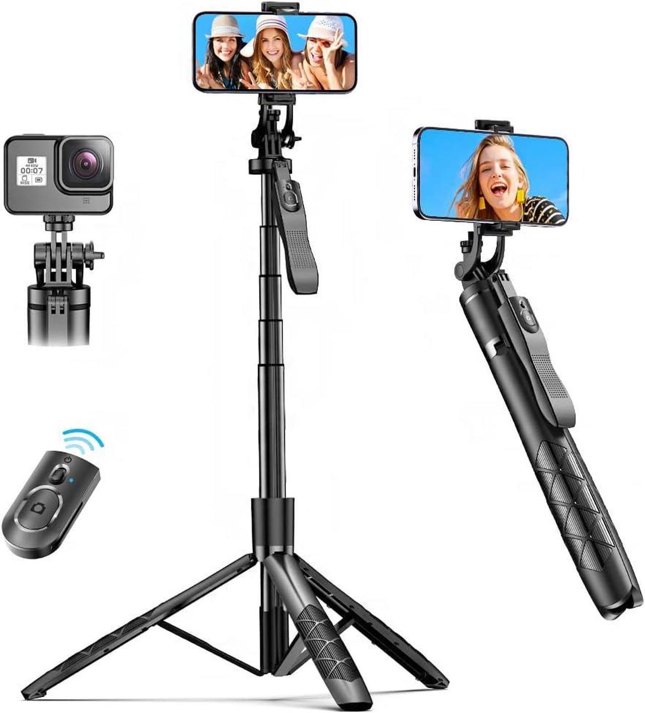 Main image of 61" Selfie Stick Tripod, All in One Extendable Phone Tripod Stand with Wireless Remote 360° Rotation for iPhone and Android Phone Selfies, Video Recording, Vlogging, Live Streaming, Aluminum