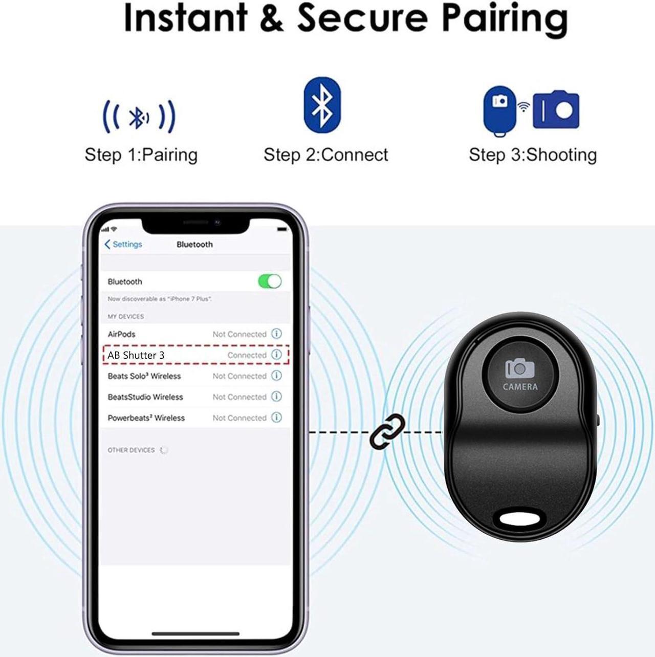 Alt view image 4 of 7 - Wireless Smartphone Camera Remote Control (3 Pack) for Photos & Videos, Bluetooth Remote Shutter for iPhone/Android/iPad/Tablets with Adjustable Wrist Strap,Selfie Clicker for Photos & Videos.