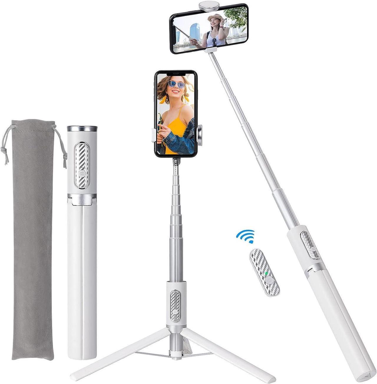 60" Aluminum Selfie Stick Tripod for iPhone and Android with Remote,Travel Tripod, Phone Tripod Stand 270 Rotation for iPhone 14/13/12/11 Pro/XS Max/XS/XR/X, Samsung and Smartphone White