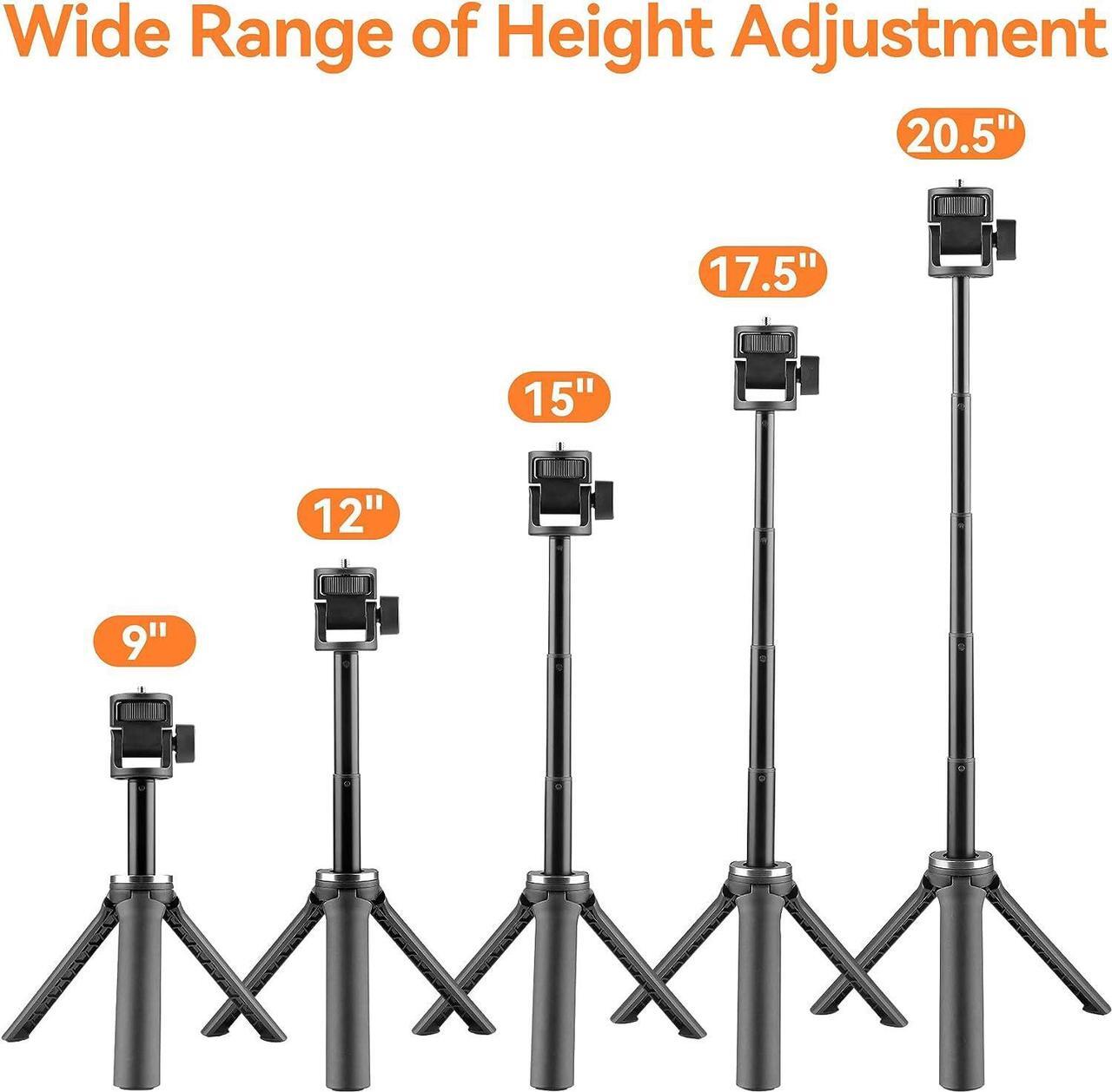 Alt view image 4 of 6 - Cell Phone Tripod Stand,25" Selfie Stick Tripod with Phone Holder,Extendable Desk Tripod for iphone,Camera,Gopro