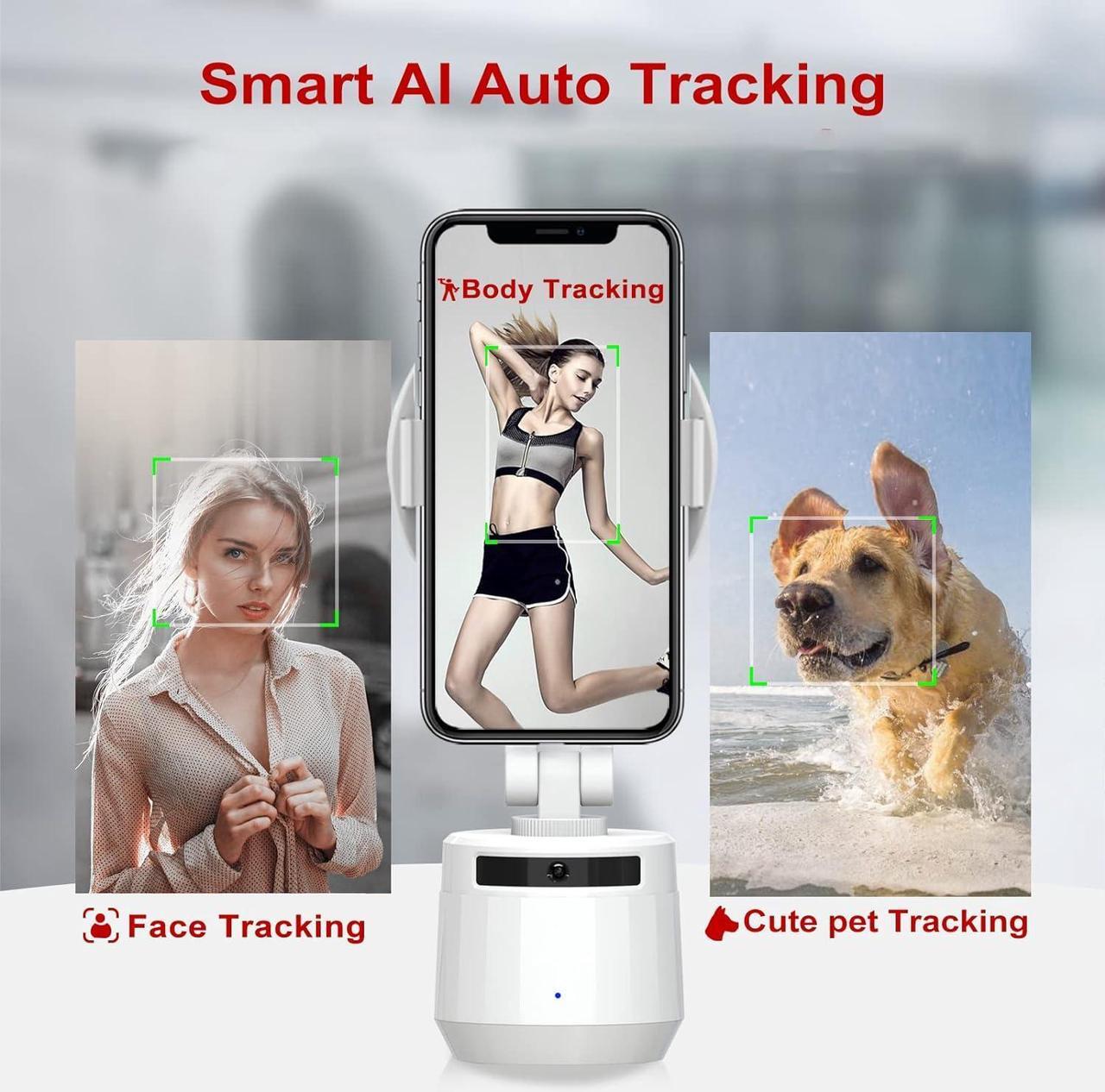 Alt view image 2 of 7 - Auto Face Tracking Tripod Phone Holder, YENDILI Motion Tracking Camera Phone Mount Tripod Gimbal Stabilizer 360 Rotation Selfie Stick Tripod with Remote for Video Recording Live Vlog Shooting, White