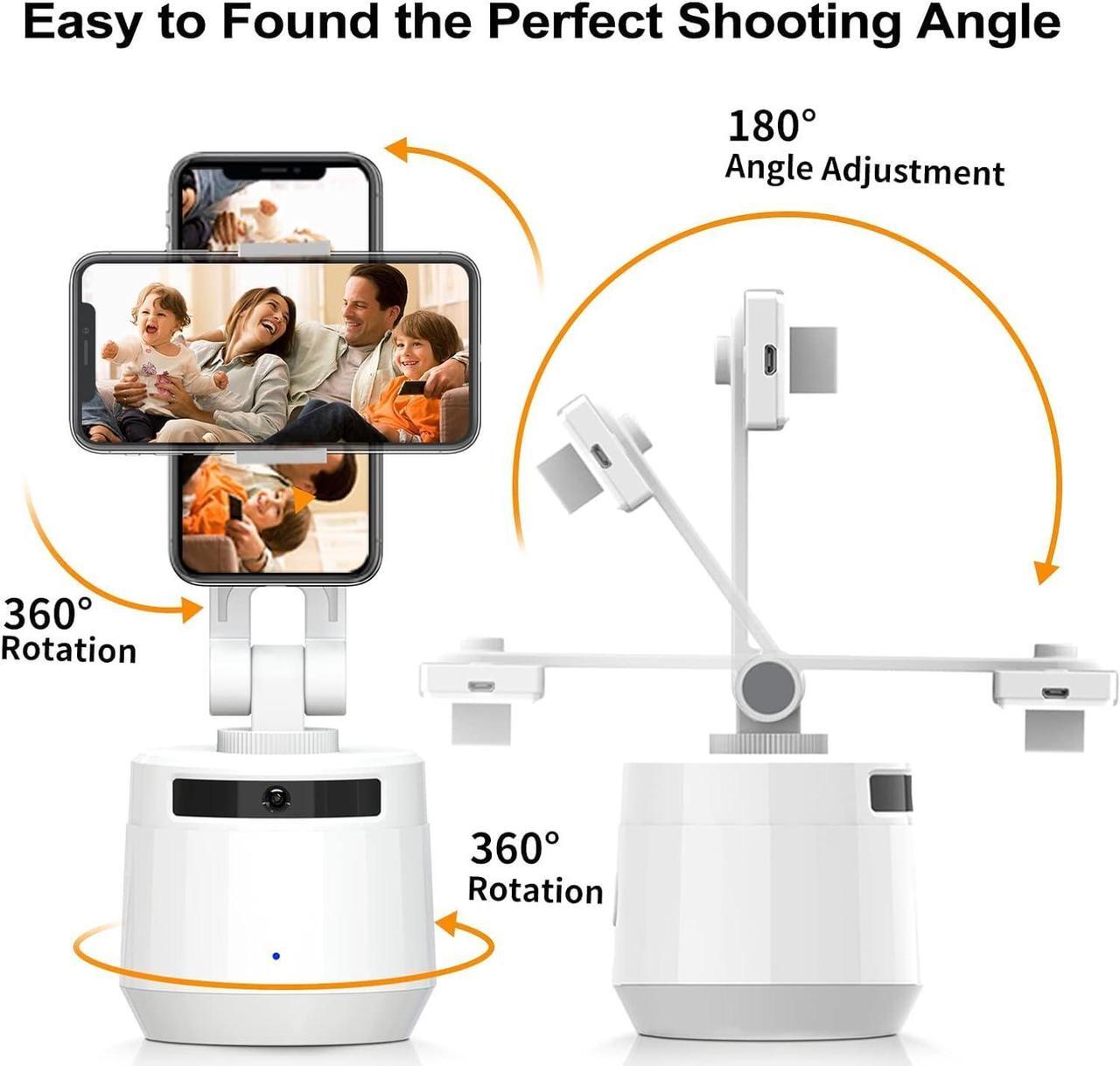 Alt view image 3 of 7 - Auto Face Tracking Tripod Phone Holder, YENDILI Motion Tracking Camera Phone Mount Tripod Gimbal Stabilizer 360 Rotation Selfie Stick Tripod with Remote for Video Recording Live Vlog Shooting, White