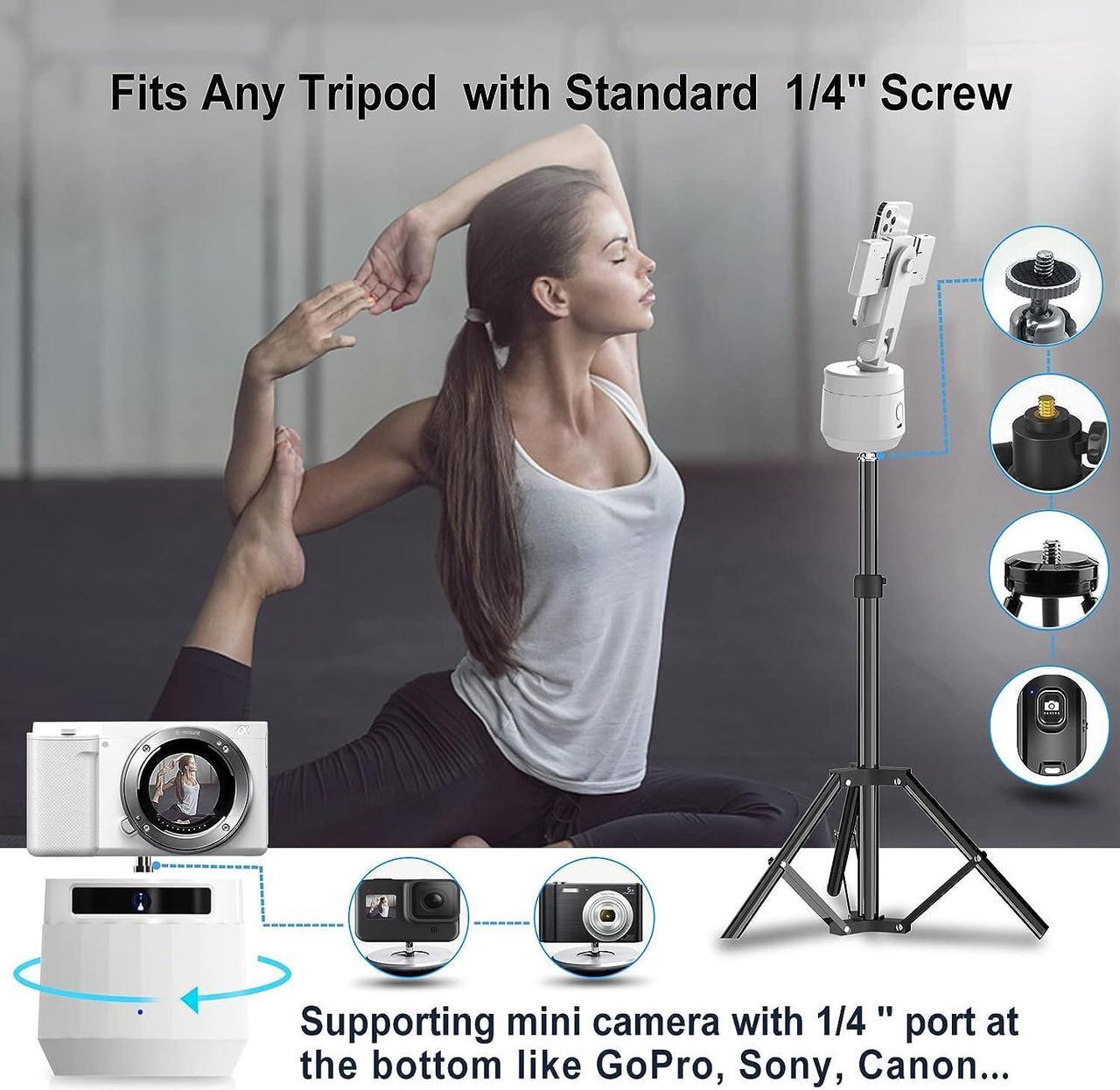 Alt view image 6 of 7 - Auto Face Tracking Tripod Phone Holder, YENDILI Motion Tracking Camera Phone Mount Tripod Gimbal Stabilizer 360 Rotation Selfie Stick Tripod with Remote for Video Recording Live Vlog Shooting, White