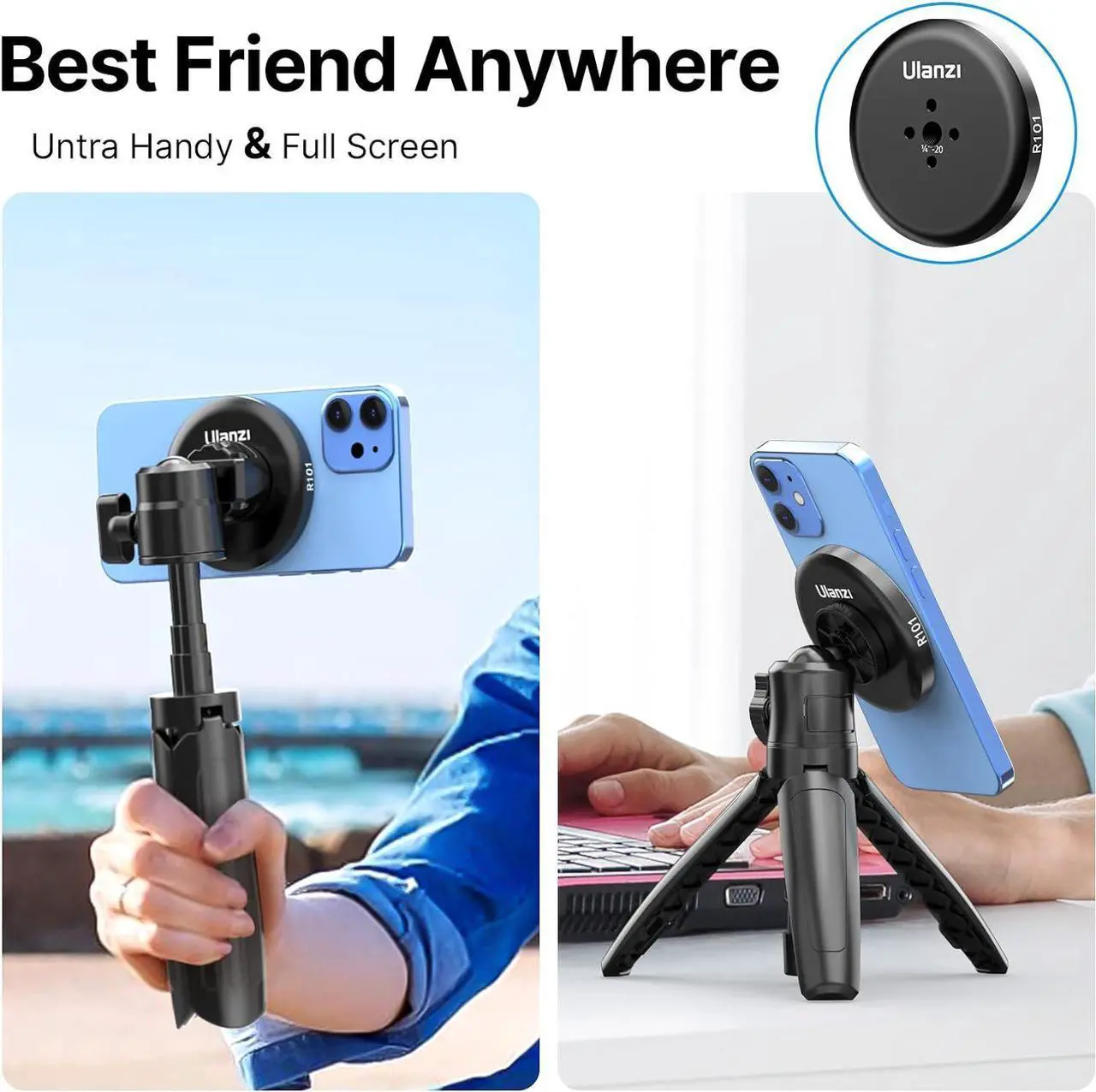 Alt view image 4 of 7 - ULANZI R101 1/4" Mount for MagSafe Lightweight and Compact, Magnetic Tripod Adapter Only for iPhone13/12 Pro/Pro Max/Mini, Magsafe Case/Cover, Tripod, Selfie Stick, Live Broadcast Tripod