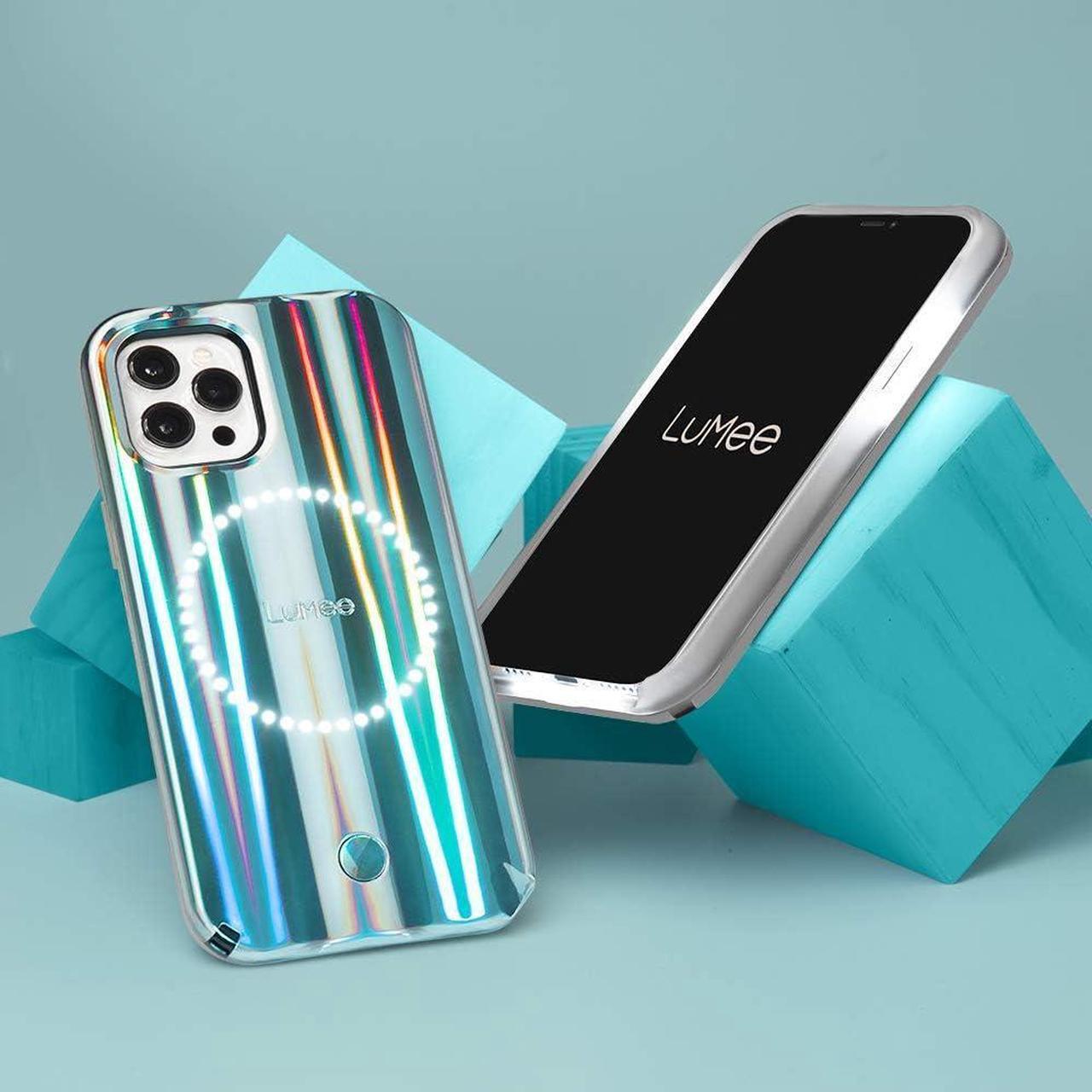 Alt view image 2 of 6 - LuMee Halo - Holographic - Light Up Selfie Case for iPhone 12 and iPhone 12 Pro (5G) - Front & Rear Illumination - 6.1 inch - Holographic
