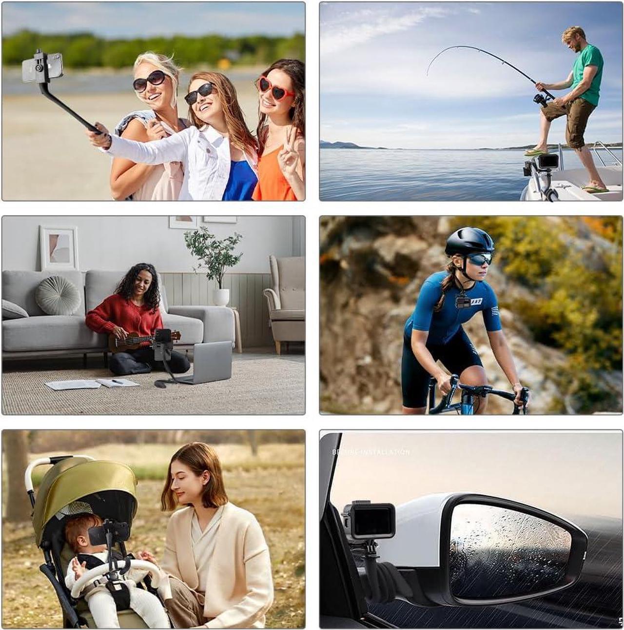 Alt view image 5 of 5 - Flex Mount Stroller Phone Holder Selfie Stick Gooseneck for Treadmill Bike Shopping Cart Boat Smartphone Suitable with GoPro Hero 12/11/10/9/8/7/6/5/4 AKASO Insta360