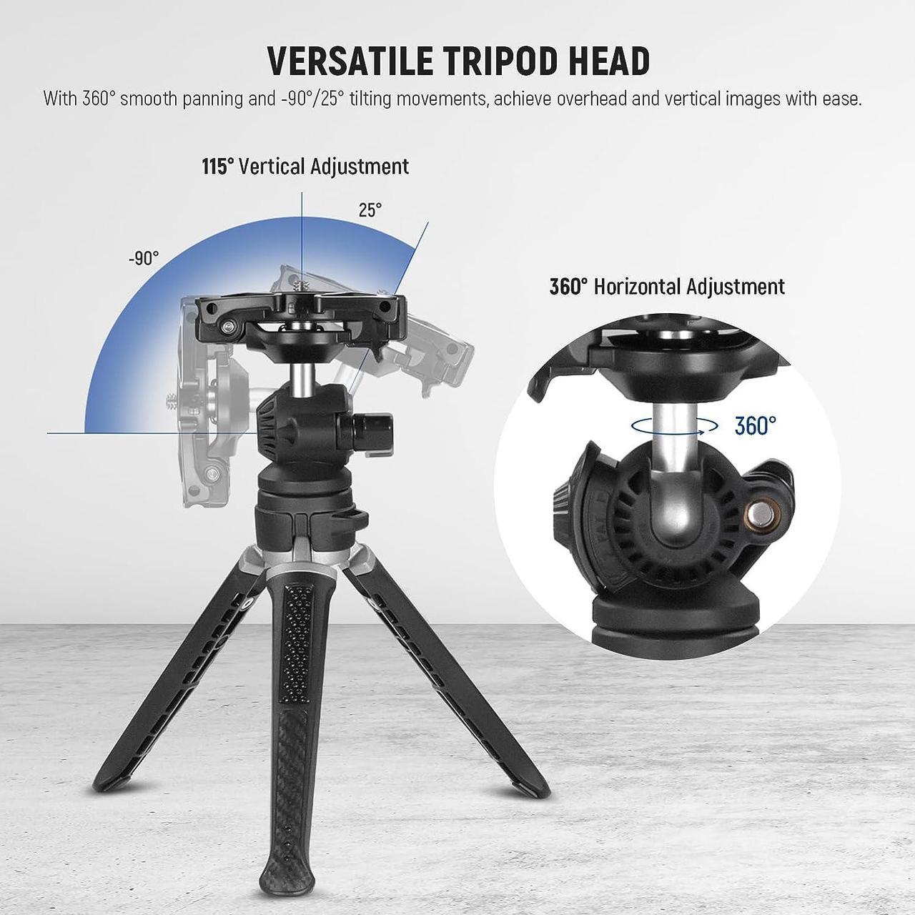 Alt view image 4 of 7 - NEEWER Mini Camera Tripod with 2in1 Phone Holder/Action Camera Adapter/Flexible Arm, Portable Travel Tripod Compatible with GoPro Hero 12 iPhone 15 Pro Max for Vlogging Filming Video Recording, TS006