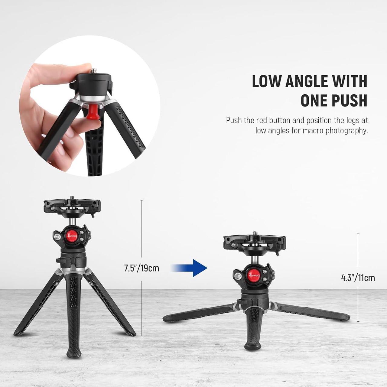 Alt view image 6 of 7 - NEEWER Mini Camera Tripod with 2in1 Phone Holder/Action Camera Adapter/Flexible Arm, Portable Travel Tripod Compatible with GoPro Hero 12 iPhone 15 Pro Max for Vlogging Filming Video Recording, TS006