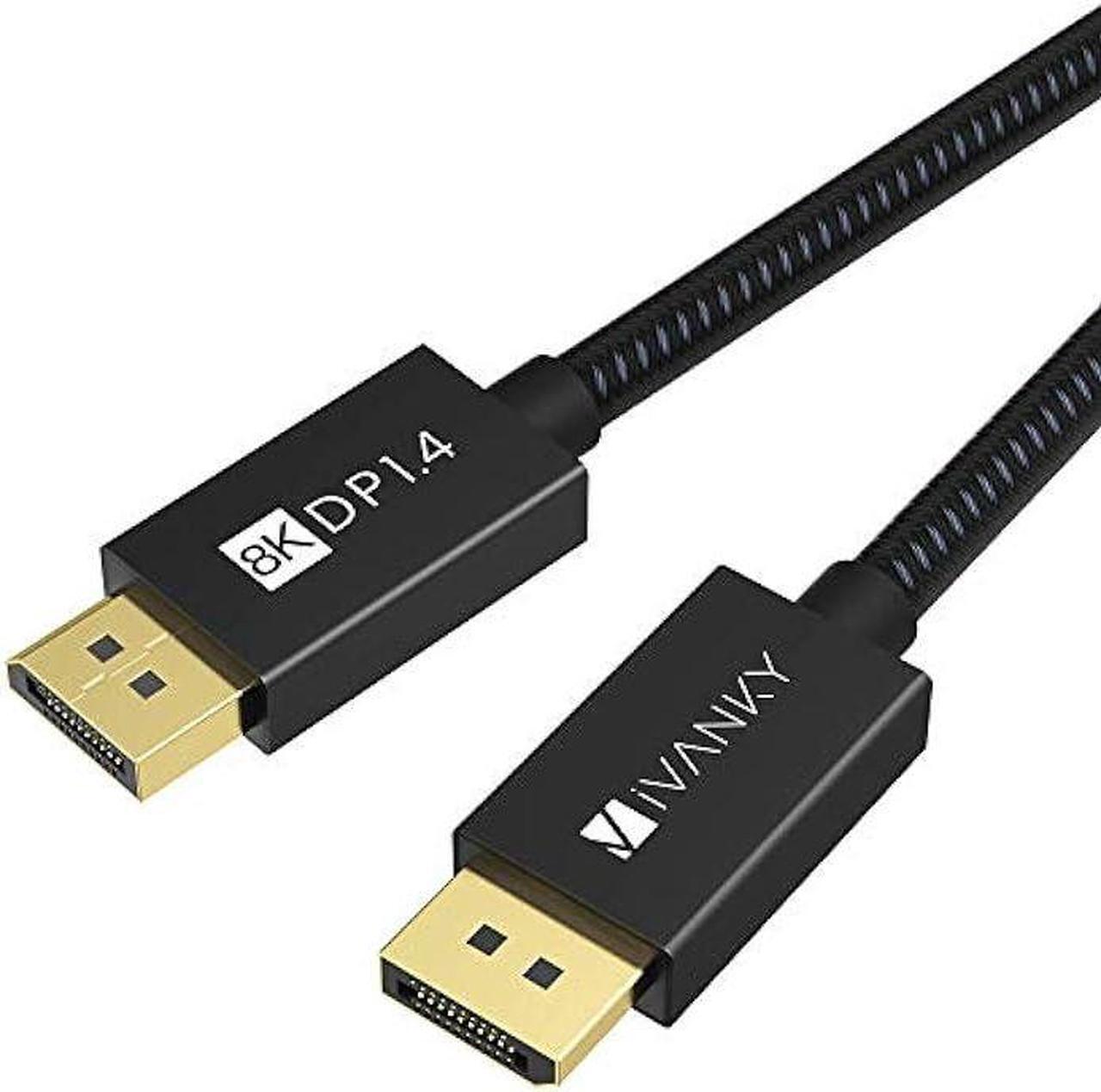 Main image of IVANKY 8K DisplayPort Cable 1.4 3ft, Short DP Cable 3.3ft, [8K@60Hz, 4K@144Hz, 1080P@240Hz], Support HBR3, 32.4Gbps, HDCP 2.2, HDR, Compatible for Gaming Monitor, TV, PC, Laptop, 3090 Graphics .etc