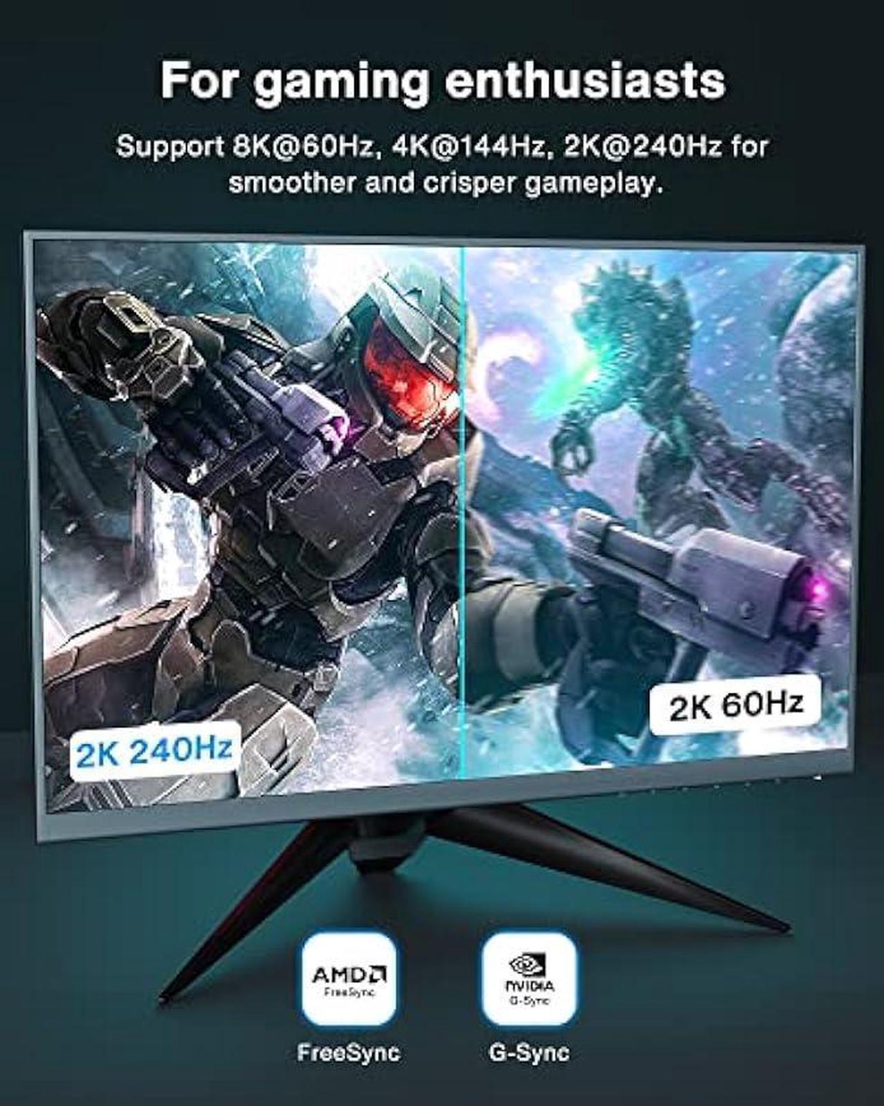 Alt view image 3 of 6 - IVANKY 8K DisplayPort Cable 1.4 3ft, Short DP Cable 3.3ft, [8K@60Hz, 4K@144Hz, 1080P@240Hz], Support HBR3, 32.4Gbps, HDCP 2.2, HDR, Compatible for Gaming Monitor, TV, PC, Laptop, 3090 Graphics .etc