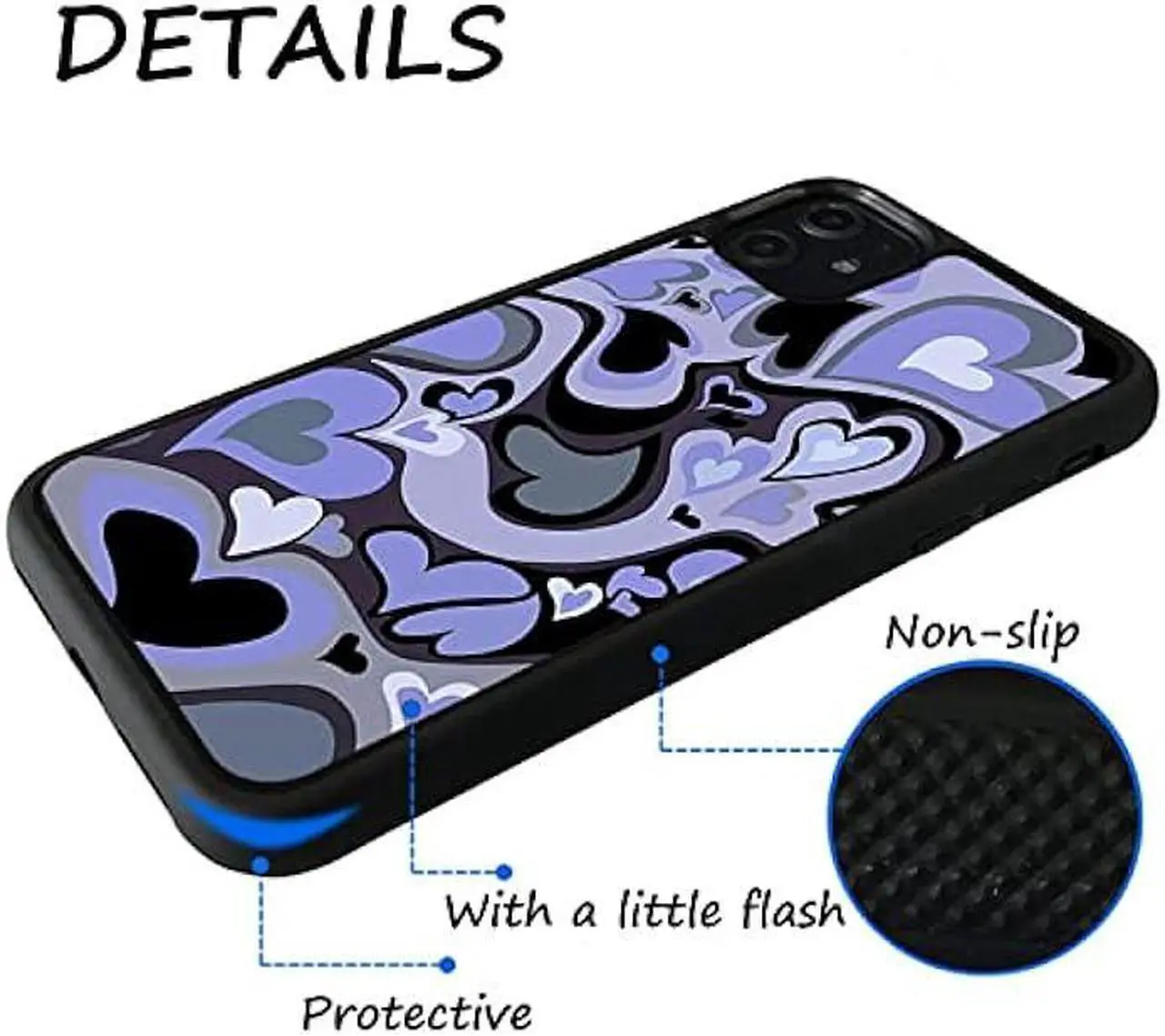 Alt view image 2 of 6 - MOKENS Cute Phone Cases Purple Love Heart Cute Phone Case Slim Soft Protective Phone Case Compatible with iPhone 11