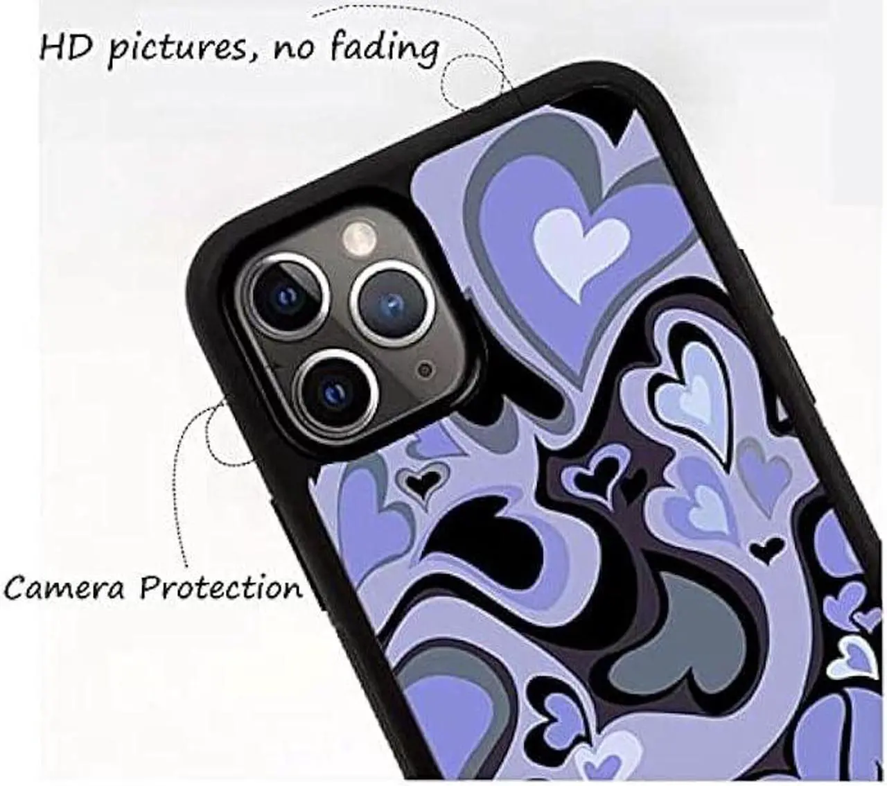 Alt view image 3 of 6 - MOKENS Cute Phone Cases Purple Love Heart Cute Phone Case Slim Soft Protective Phone Case Compatible with iPhone 11