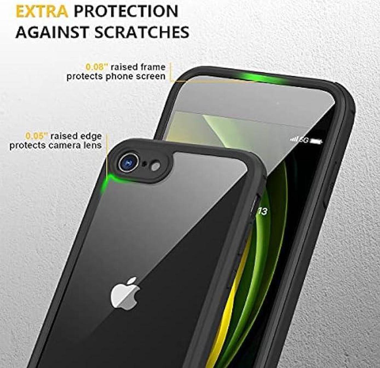Alt view image 5 of 6 - Miracase iPhone SE Case 2020 2022/ iPhone 8 Case, Full-Body Glass Back with Built-in Glass Screen Protector, Rugged iPhone SE Phone Case 3rd Generation/ 2nd Gen, Clear Hard Cover Bumper for SE, Black