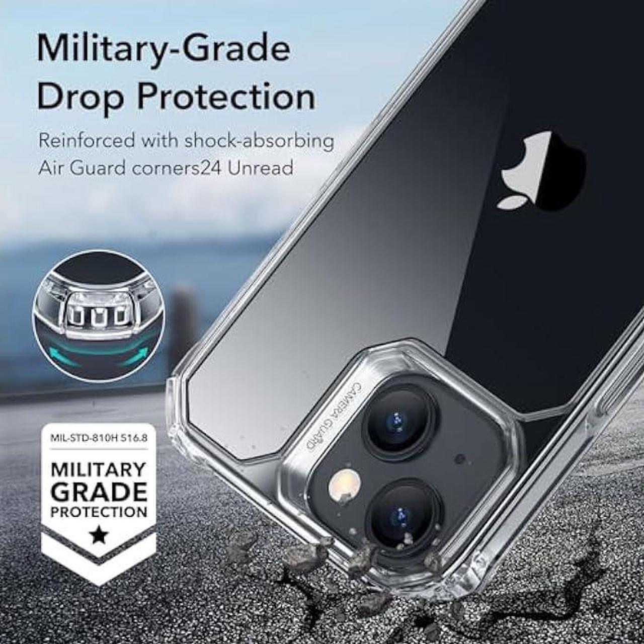 Alt view image 3 of 6 - ESR Case Compatible with iPhone 15 Case, Military-Grade Protection, Shockproof Air Guard Corners, Yellowing-Resistant Acrylic Back, Phone Case for iPhone 15, Air Armor Series, Clear