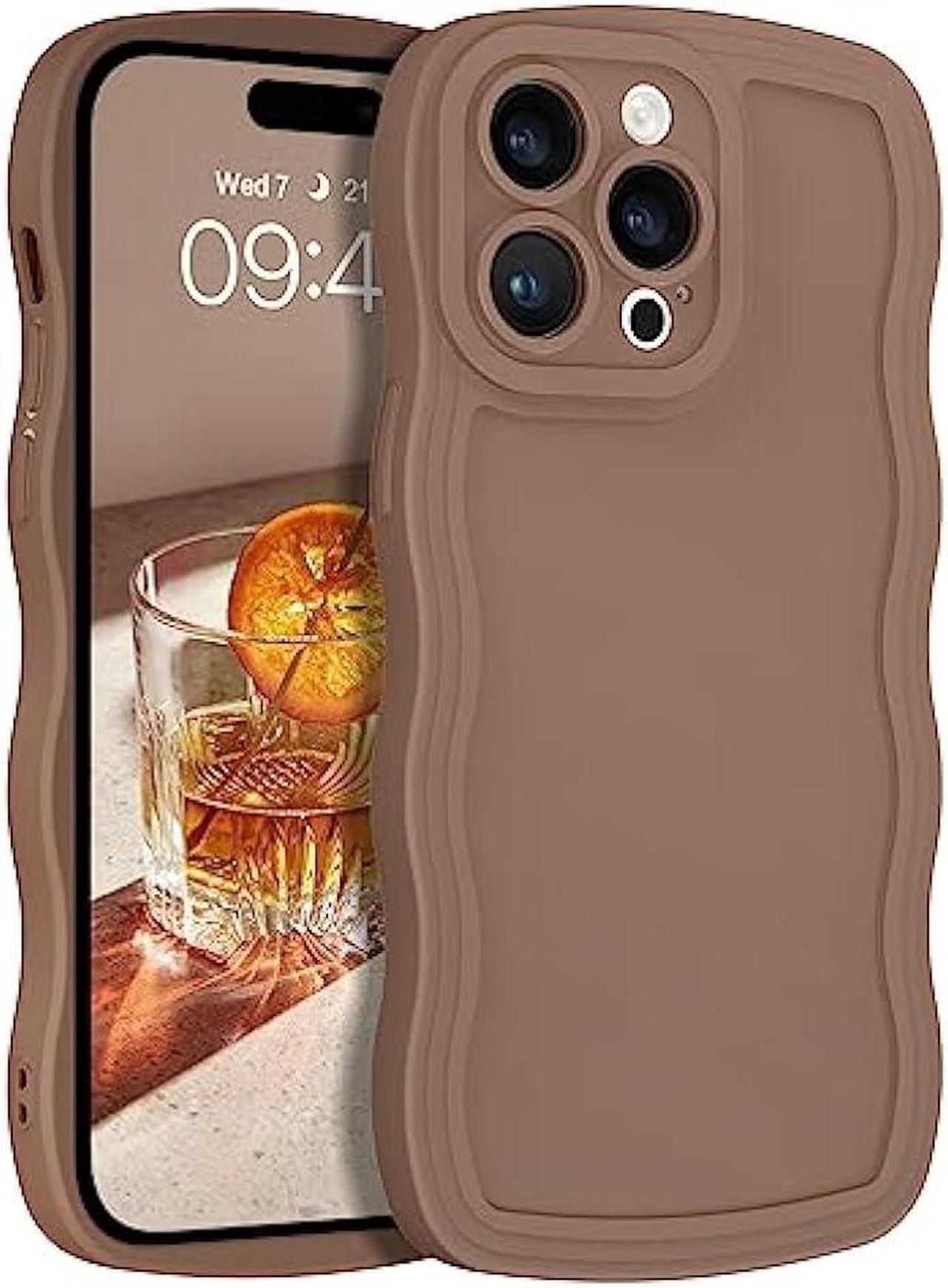 Main image of YINLAI Designed for iPhone 14 Pro Max Case Cute Curly Wave Frame Shape Slim Soft TPU Bumper Shockproof Protective Phone Case Cover 6.7 Inch, Khaki