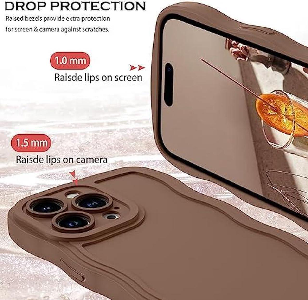 Alt view image 3 of 6 - YINLAI Designed for iPhone 14 Pro Max Case Cute Curly Wave Frame Shape Slim Soft TPU Bumper Shockproof Protective Phone Case Cover 6.7 Inch, Khaki