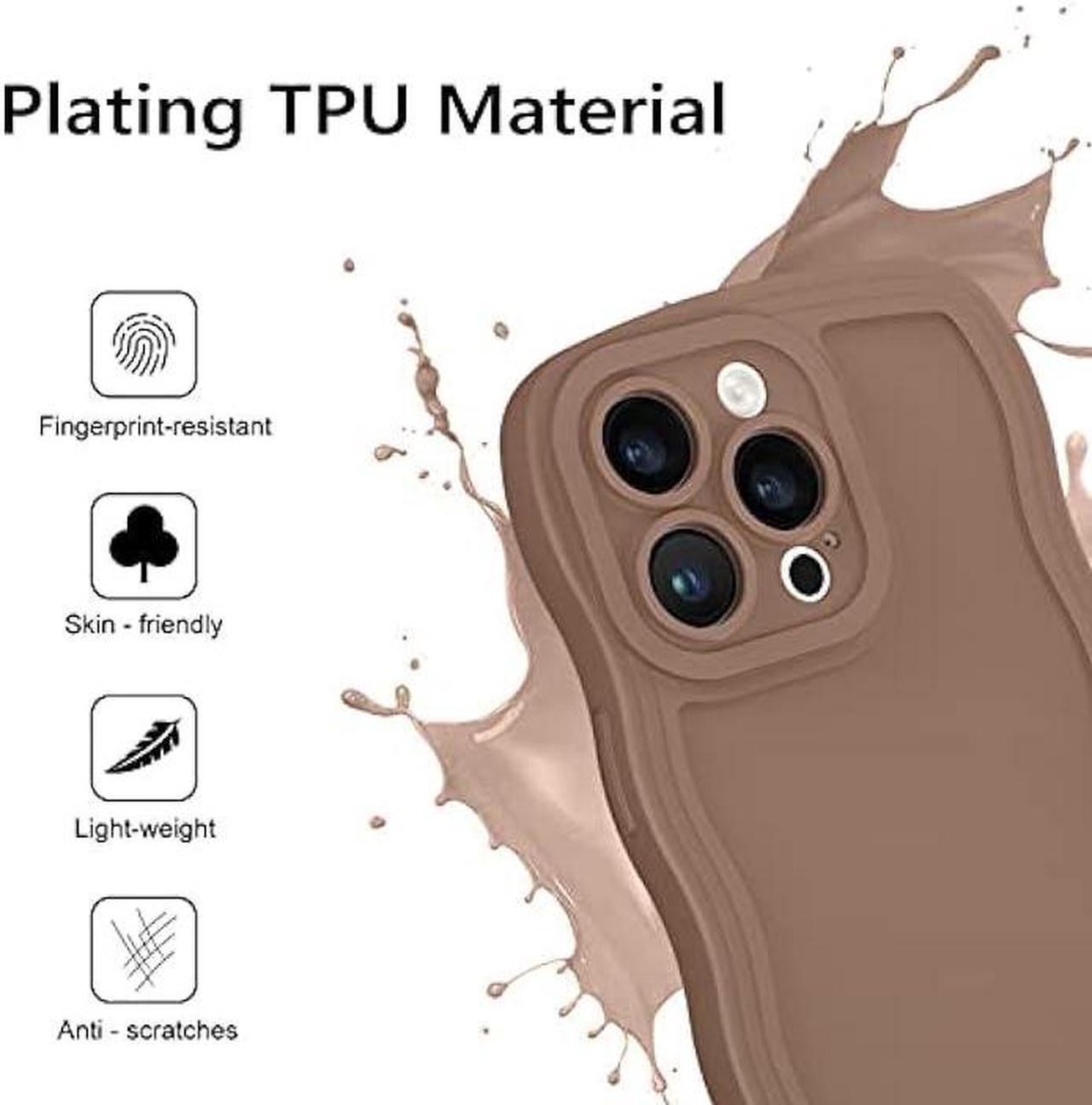 Alt view image 4 of 6 - YINLAI Designed for iPhone 14 Pro Max Case Cute Curly Wave Frame Shape Slim Soft TPU Bumper Shockproof Protective Phone Case Cover 6.7 Inch, Khaki