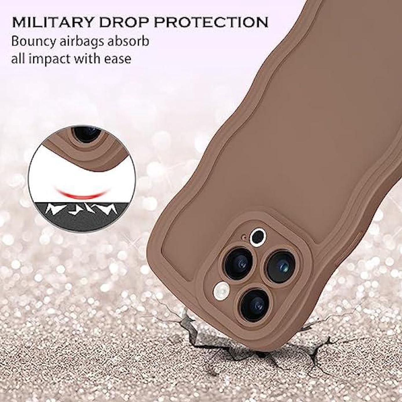 Alt view image 5 of 6 - YINLAI Designed for iPhone 14 Pro Max Case Cute Curly Wave Frame Shape Slim Soft TPU Bumper Shockproof Protective Phone Case Cover 6.7 Inch, Khaki