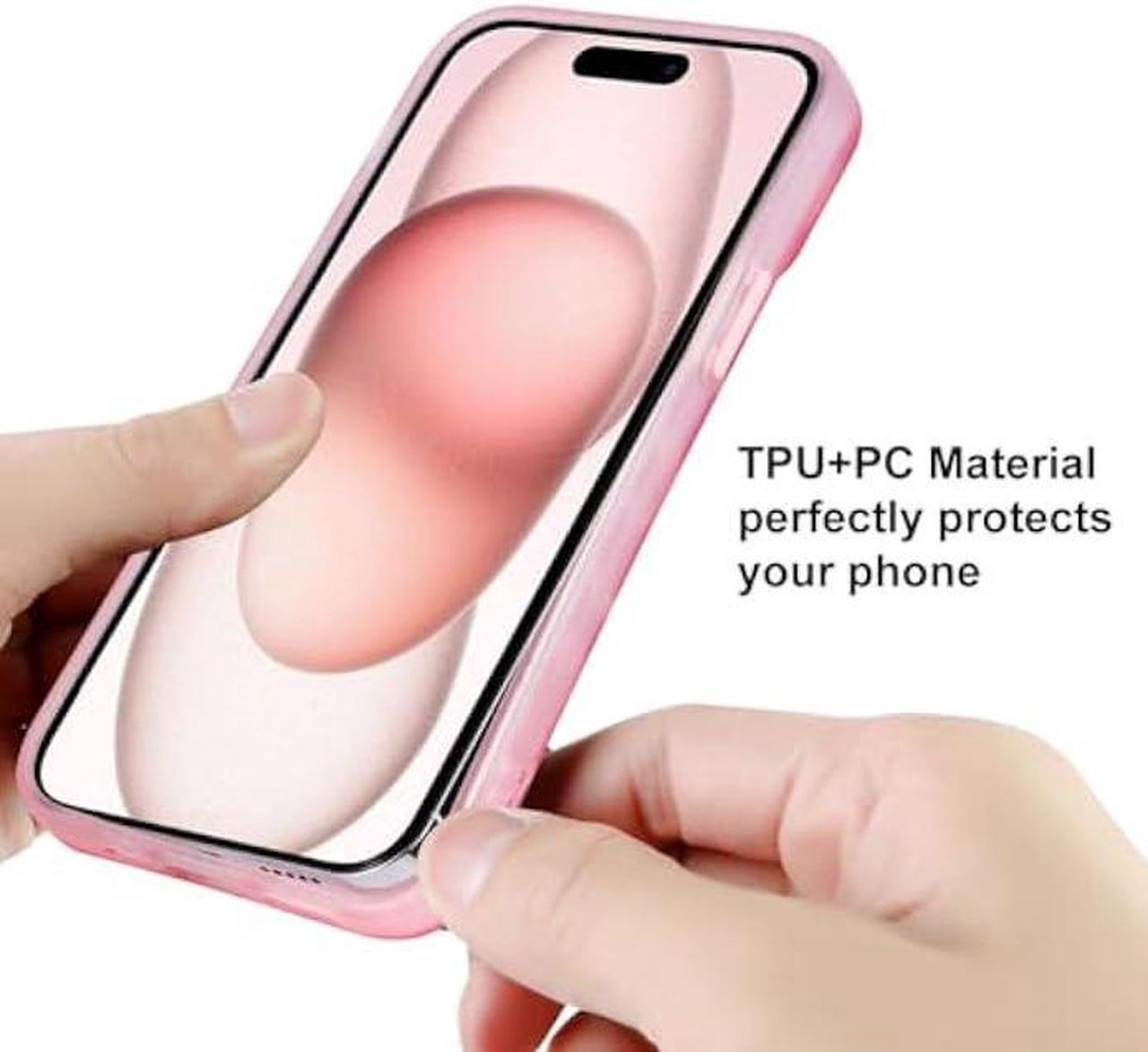 Alt view image 3 of 6 - MZELQ Compatible with iPhone 15 Case Pink Strawberry Cute Pattern Soft TPU Case for Girls Women + 1* Screen Protector, Camera Hole Protective Phone Case