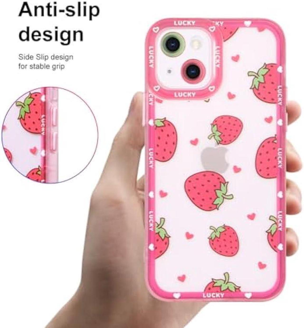 Alt view image 2 of 6 - MZELQ Compatible with iPhone 15 Case Pink Strawberry Cute Pattern Soft TPU Case for Girls Women + 1* Screen Protector, Camera Hole Protective Phone Case