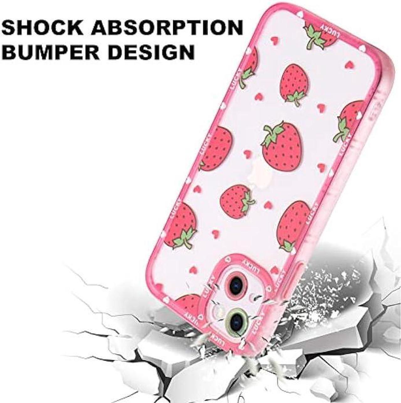 Alt view image 4 of 6 - MZELQ Compatible with iPhone 15 Case Pink Strawberry Cute Pattern Soft TPU Case for Girls Women + 1* Screen Protector, Camera Hole Protective Phone Case