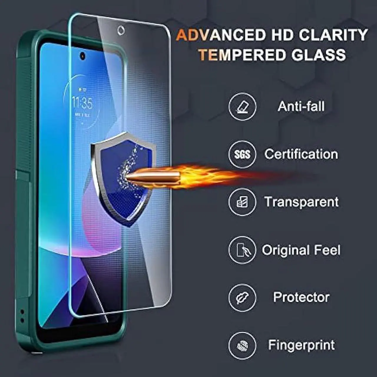 Alt view image 5 of 6 - for Motorola Moto G Power 5G 2023 & Moto G 5G 2023 Case with Tempered Glass Screen Protector[1 Pack], Dual Layer Full Body Heavy Duty Rugged Shockproof Protective Phone Cover, Dark Green