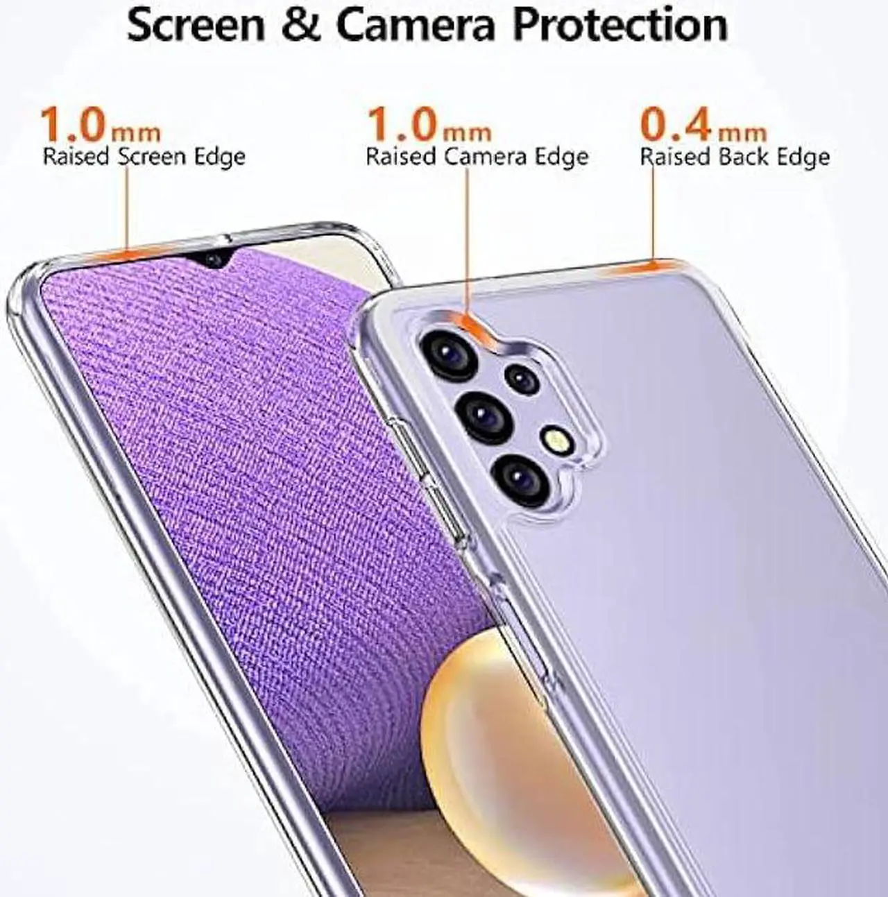 Alt view image 5 of 6 - Rayboen for Samsung Galaxy A32 5G Case Diamond Clear Designed [Anti-Yellowing] Shockproof Phone Case, Hard Back & Soft TPU Bumper Hybrid Transparent Cover for Galaxy A32 5G Phone Case 6.5 inch