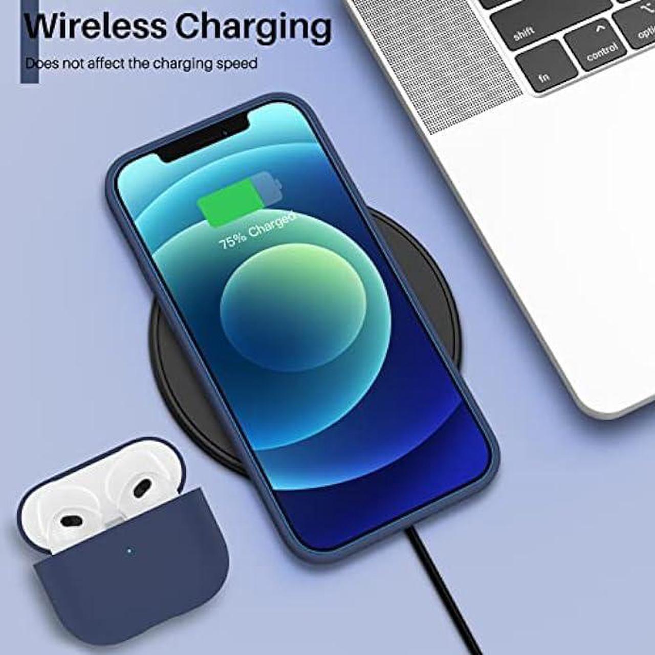 Alt view image 5 of 6 - ORNARTO Compatible with iPhone 12 Mini Case, Slim Liquid Silicone 3 Layers Full Covered Soft Gel Rubber with Microfiber Case Cover 5.4 inch-Navy Blue