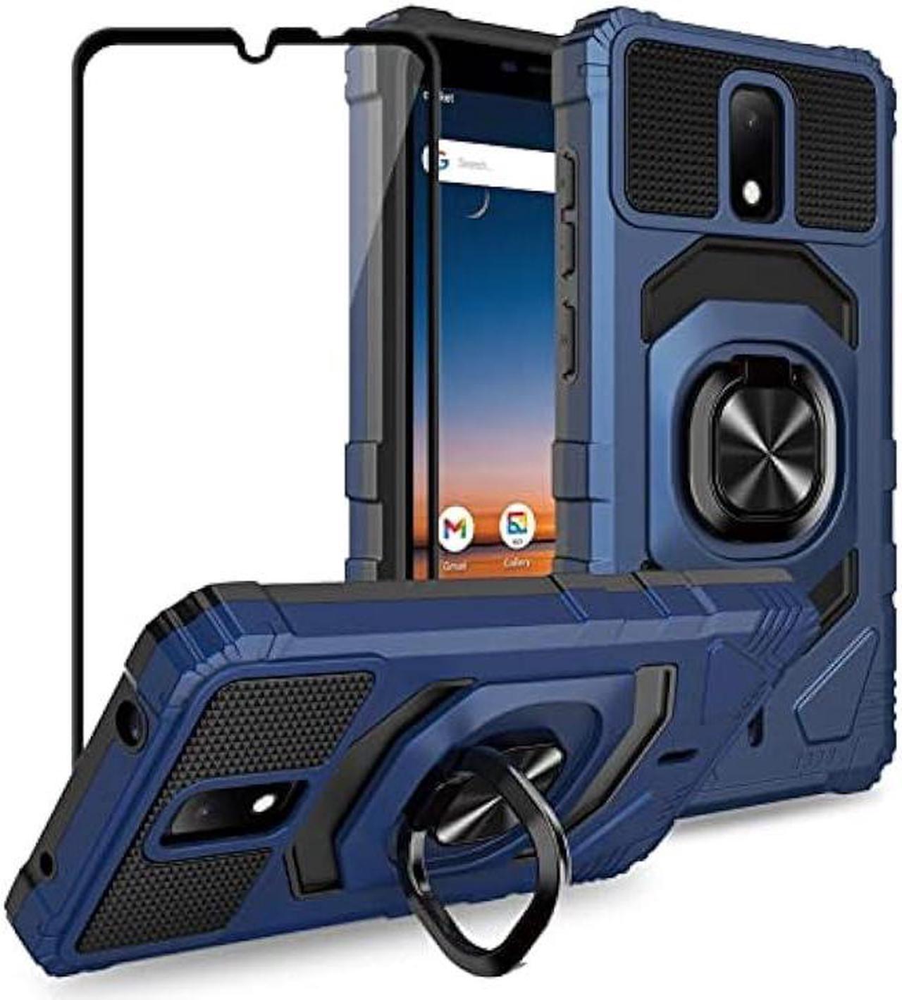 Main image of Ailiber Case for AT&T Motivate 2, AT&T Motivate 3 Phone Case, Cricket Splendor Case with Screen Protector, Ring Kickstand for Magnetic Car Mount, Heavy Duty Shockproof Protective Cover for Icon 3-Blue
