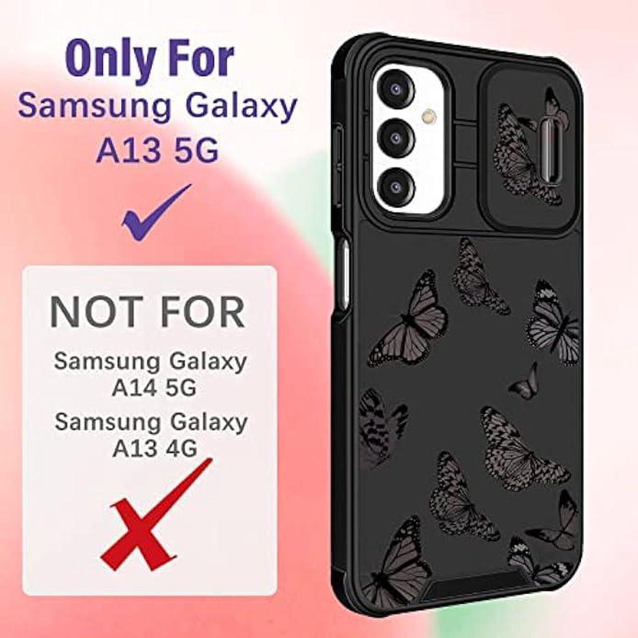 Alt view image 2 of 6 - Funermei (2in1 for Samsung Galaxy A13 5G Case for Women Butterfly Cute Girls Phone Cover Girly Pretty Aesthetic Black Butterfly Design with Camera Cover and Ring Stand Funda for Samsung A13 5G Case