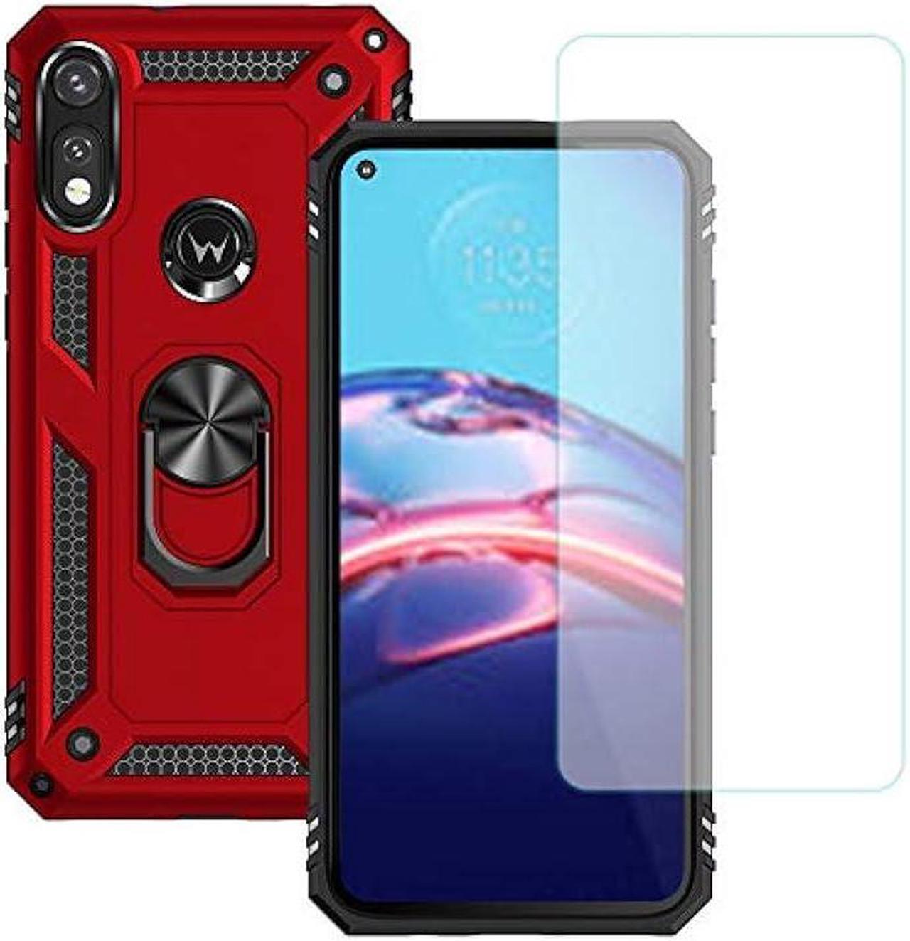 Main image of for Moto E Phone Case, Moto E Case with HD Screen Protector, Military Grade Protective Cases with Ring for Moto E 2020 (Red)