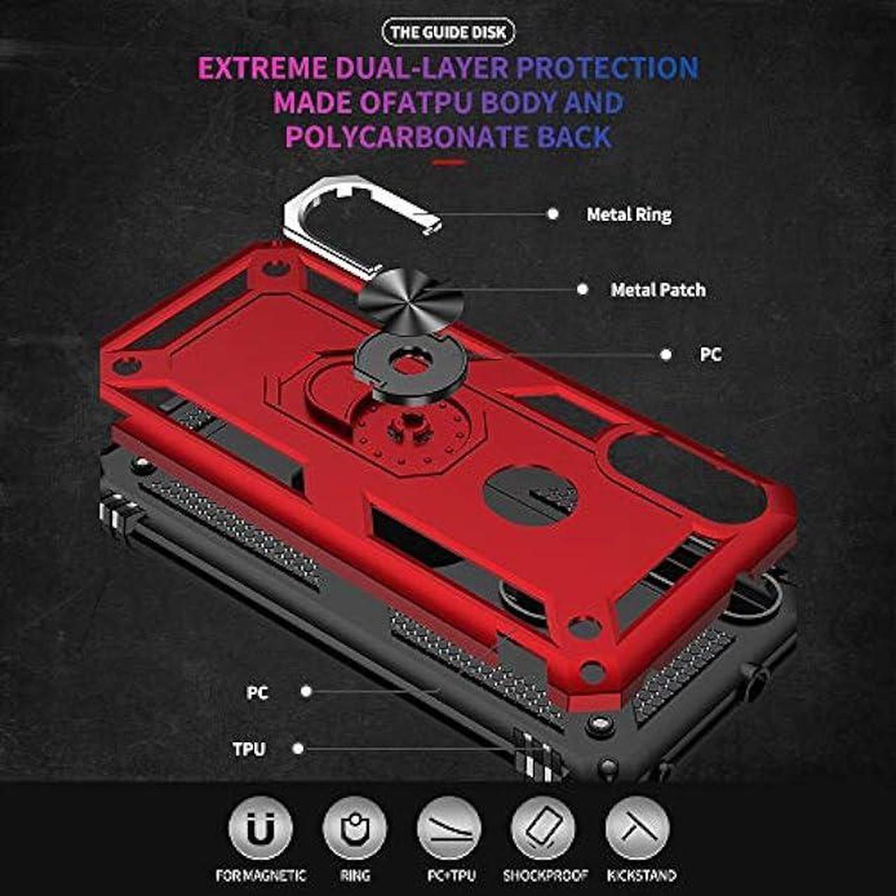 Alt view image 3 of 6 - for Moto E Phone Case, Moto E Case with HD Screen Protector, Military Grade Protective Cases with Ring for Moto E 2020 (Red)