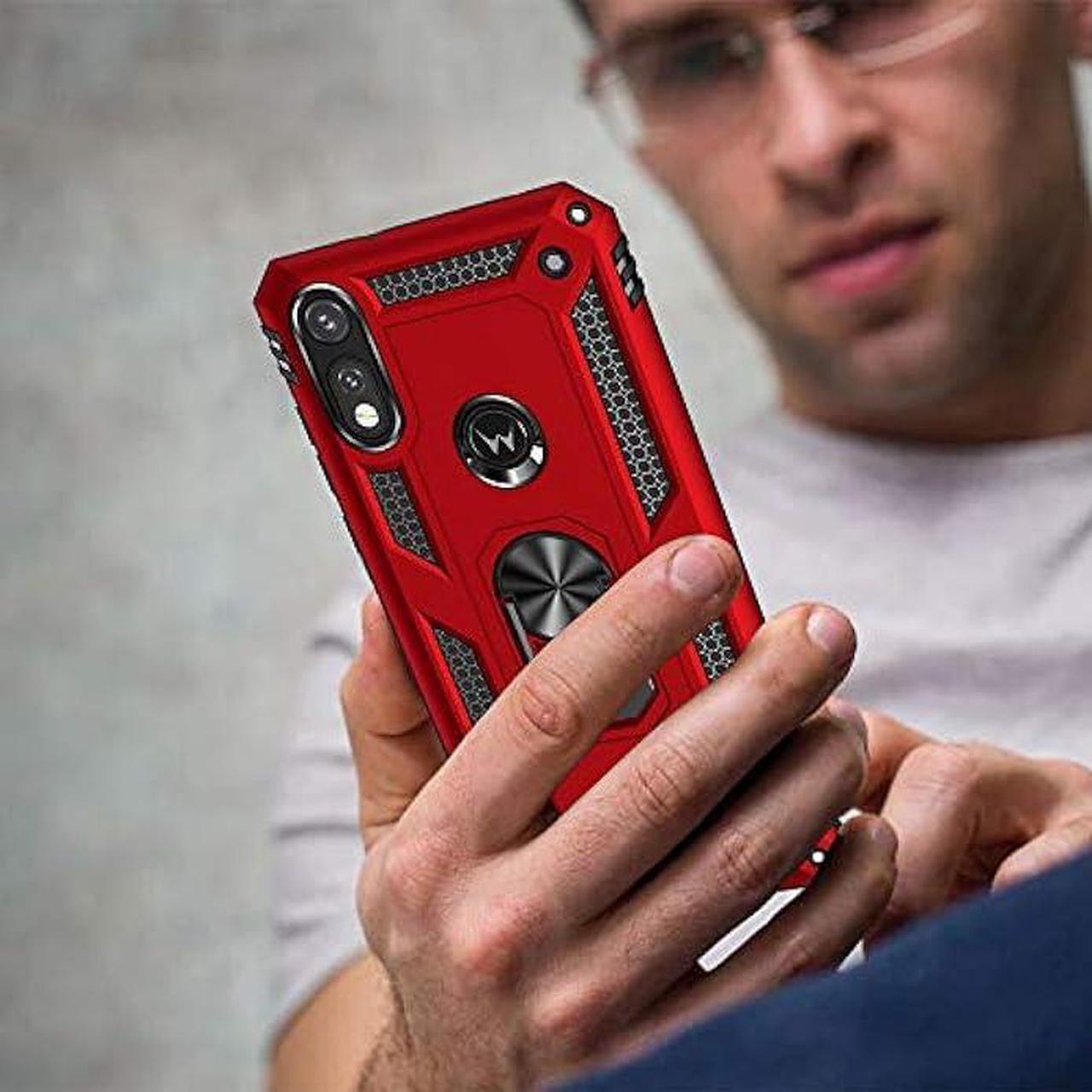 Alt view image 5 of 6 - for Moto E Phone Case, Moto E Case with HD Screen Protector, Military Grade Protective Cases with Ring for Moto E 2020 (Red)