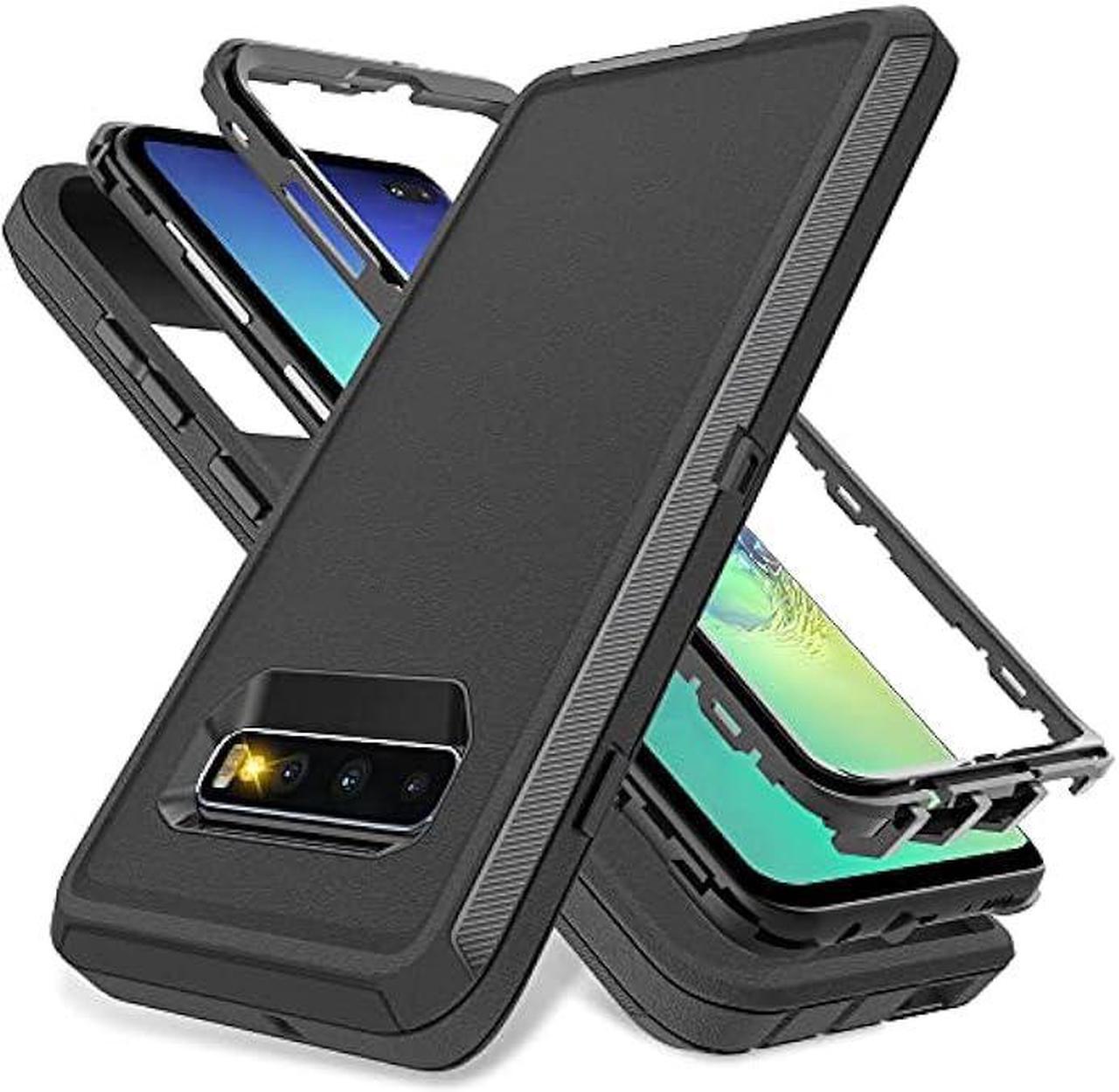 Main image of for Samsung Galaxy S10 Plus Case, Jshru Full Body Shockproof Protective Cover, 3-Layer Heavy Duty Rugged Bumper Phone Case for Galaxy S10+ Plus, Black